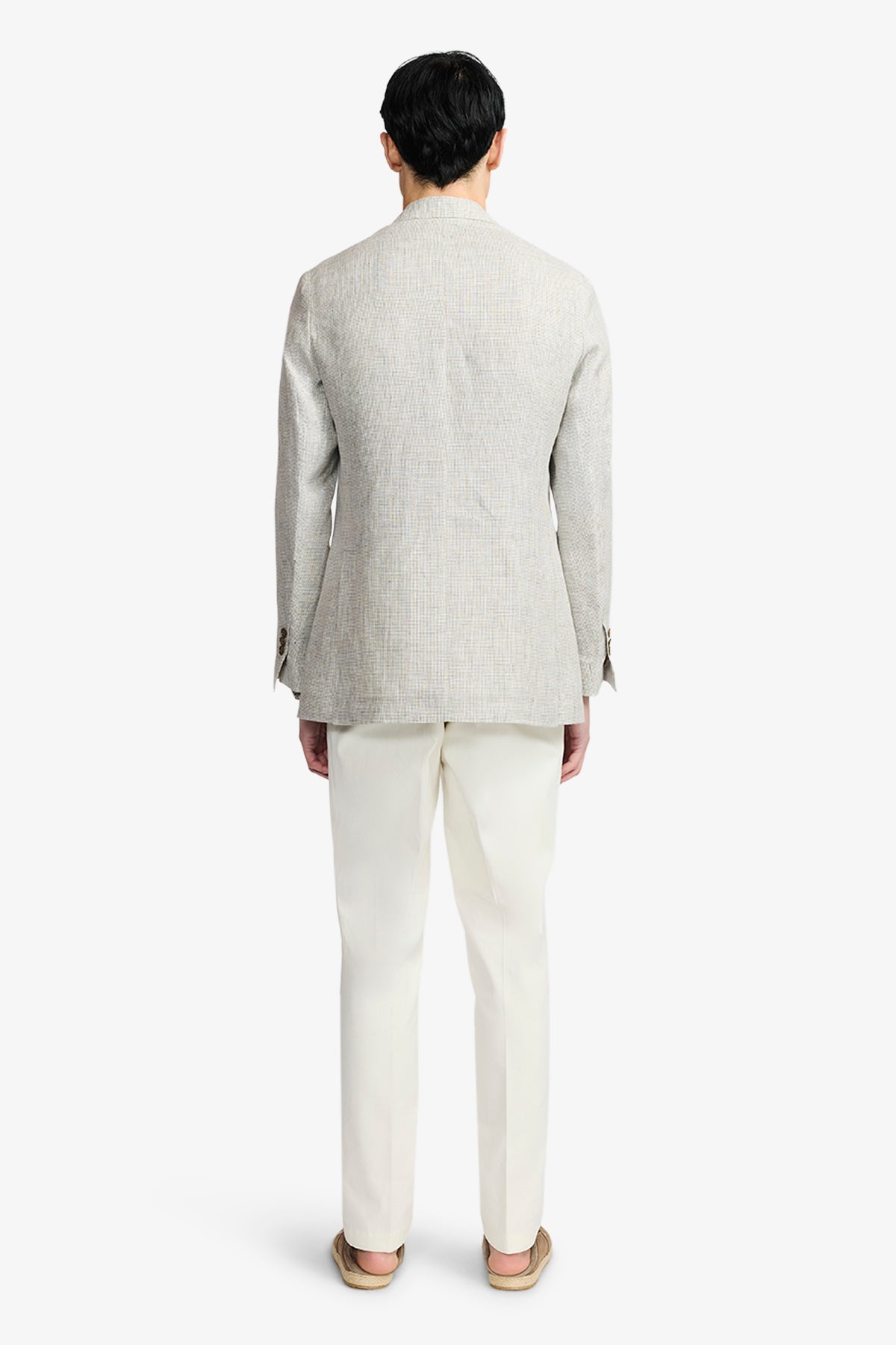 Leo Blazer - Unstructured Mutlicheck In Tropical Linen