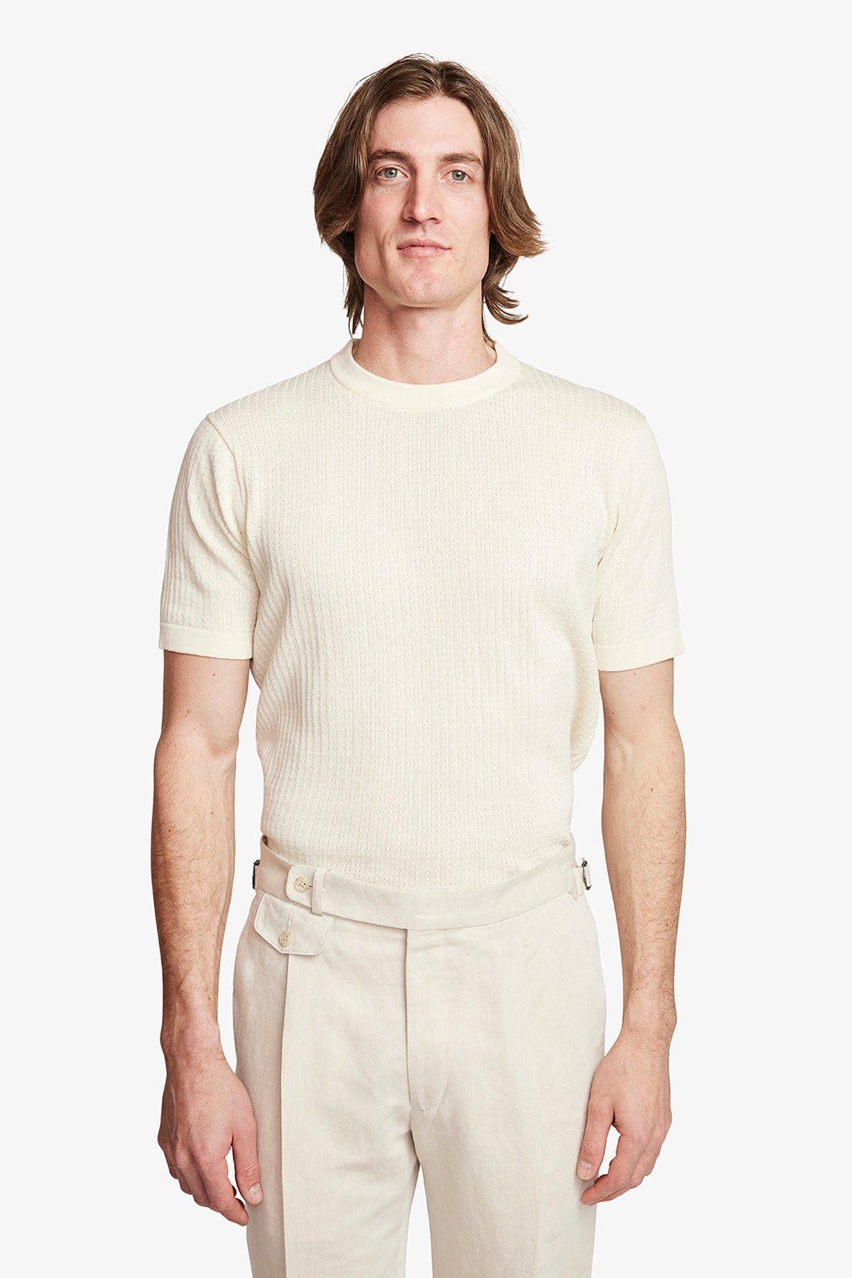 Braided Knit Tee - Cream