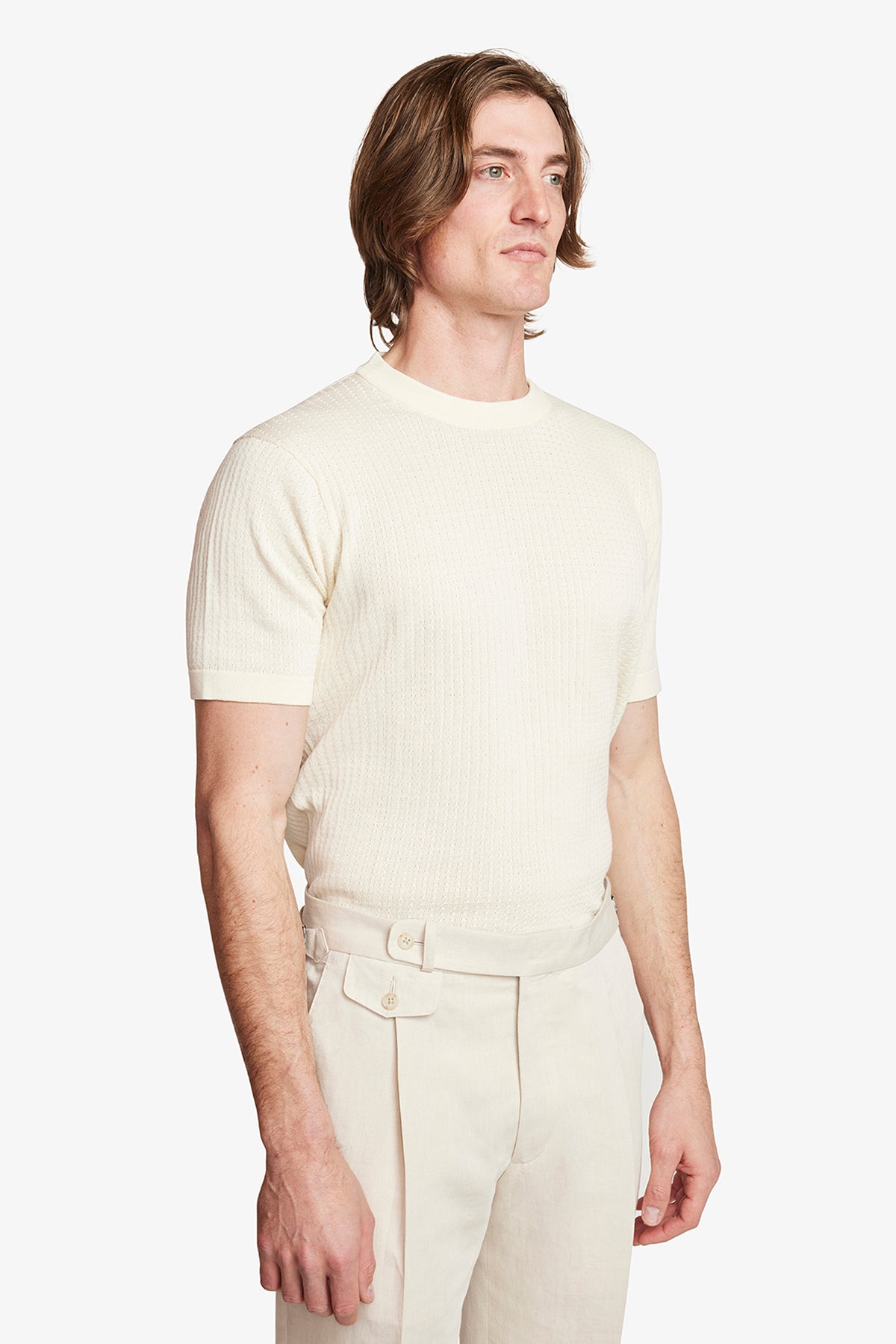 Braided Knit Tee - Cream