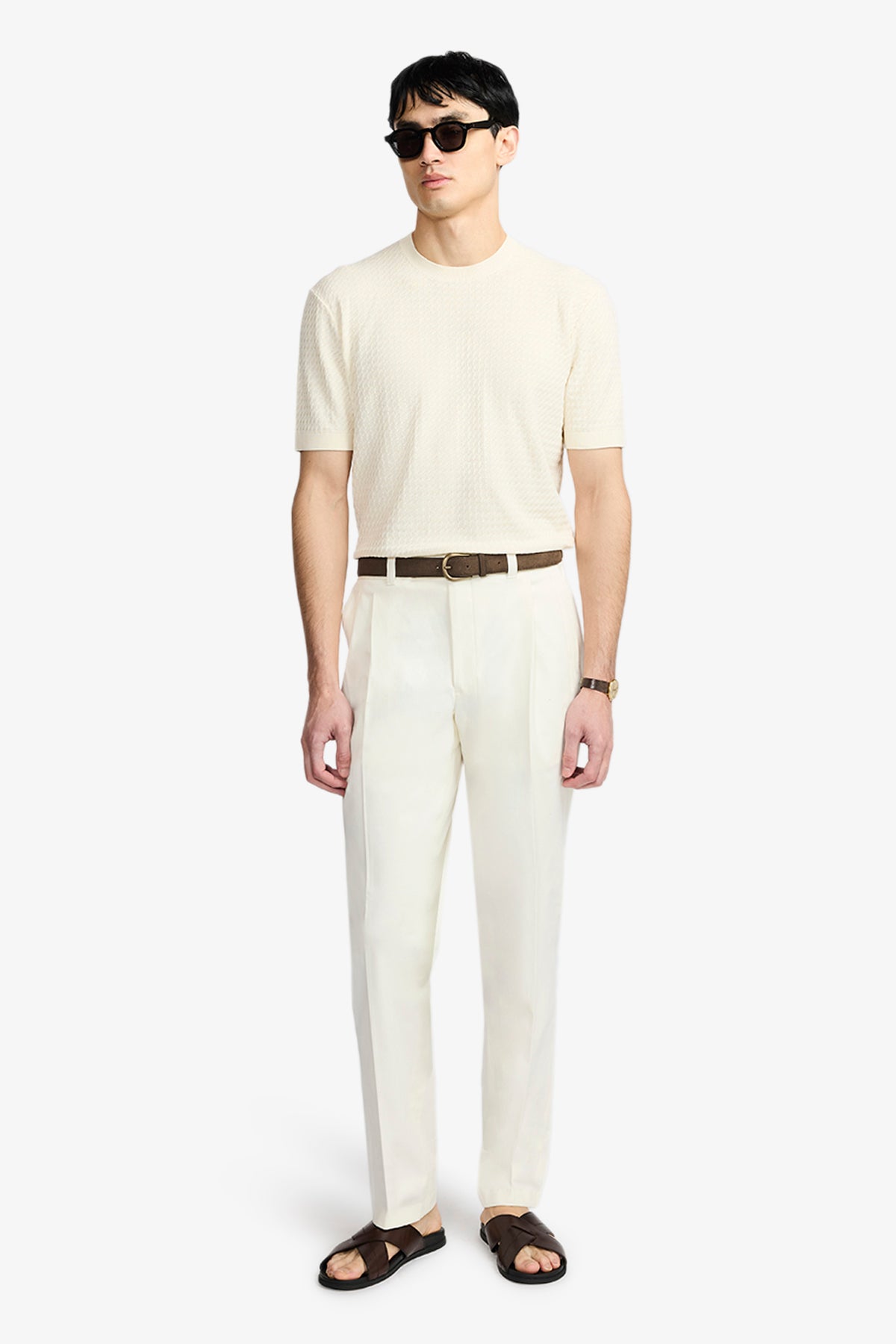 Axis - Off White Crew Neck Knit