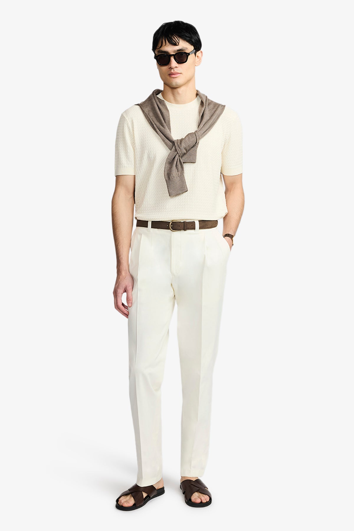 Axis - Off White Crew Neck Knit