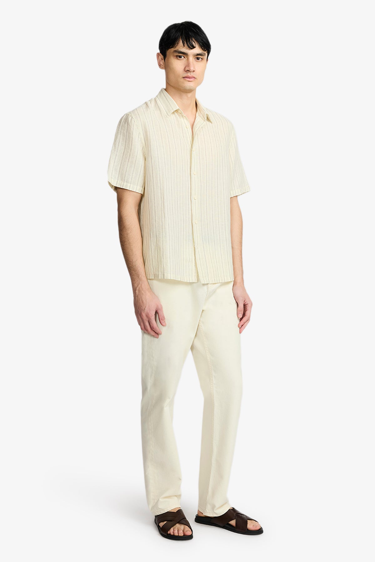 Ash - Natural stripe Cotton/Linen S/S Shirt