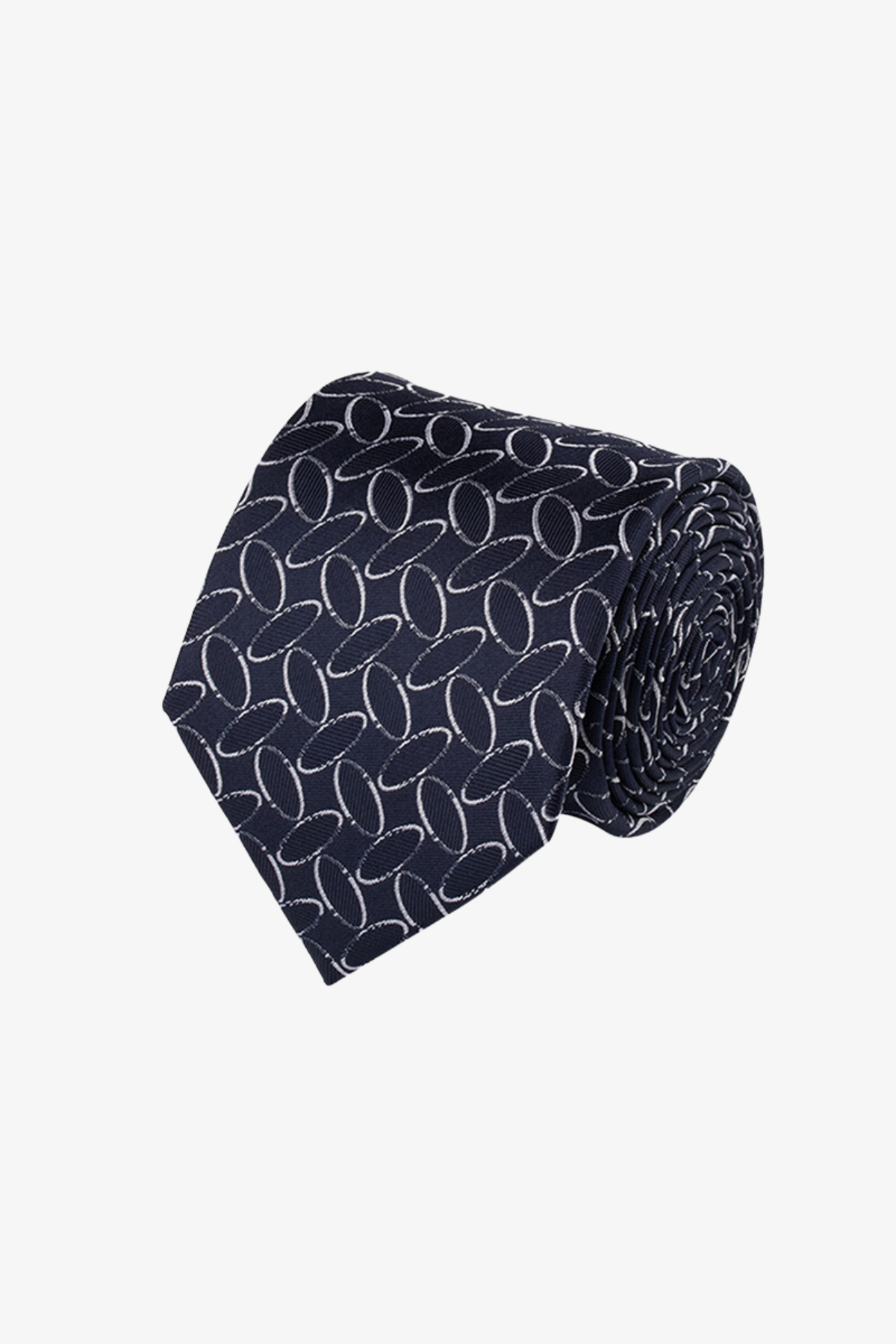 Tie - Silk in navy ovals