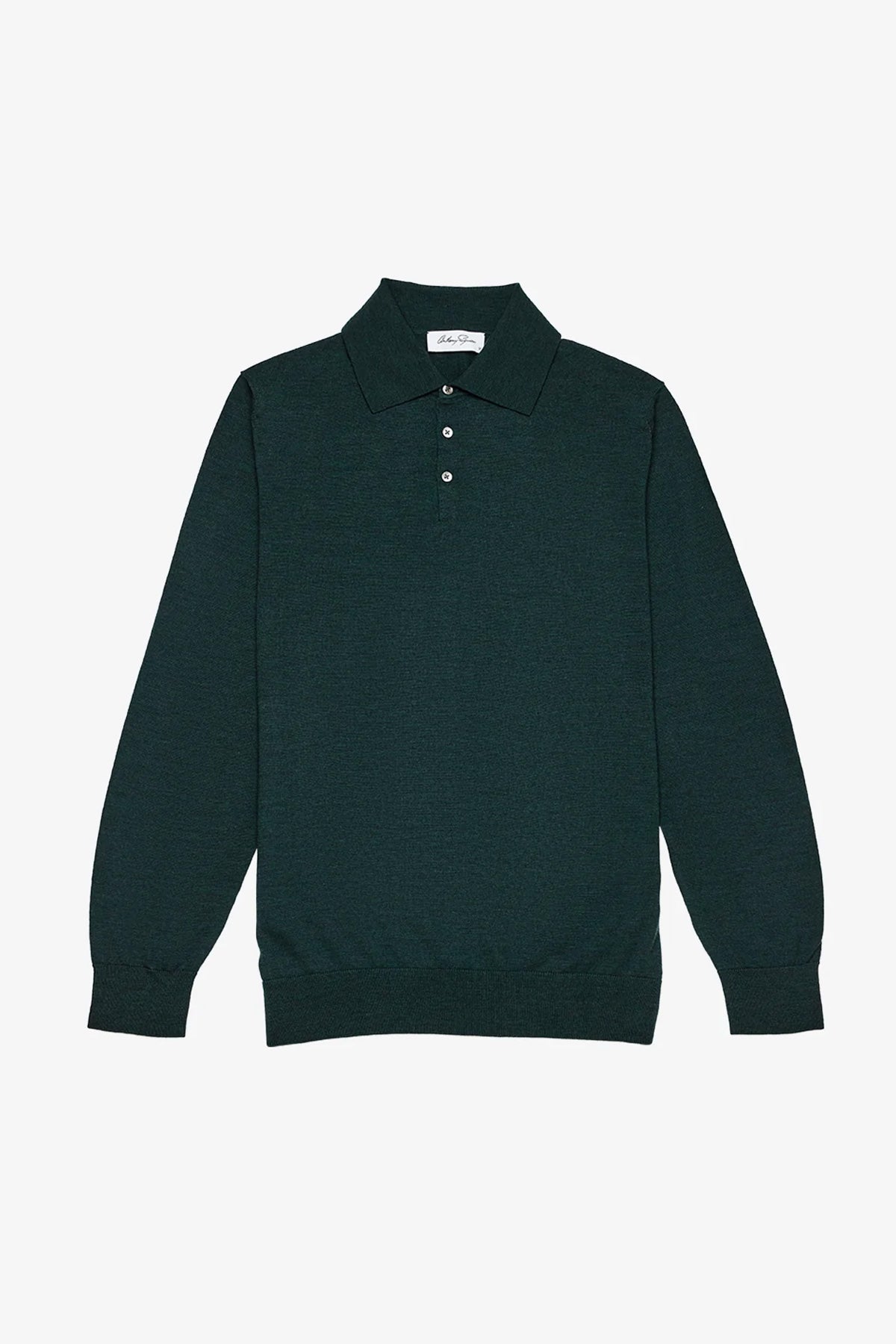 Kelvin - Green Long Sleeve Knit Polo