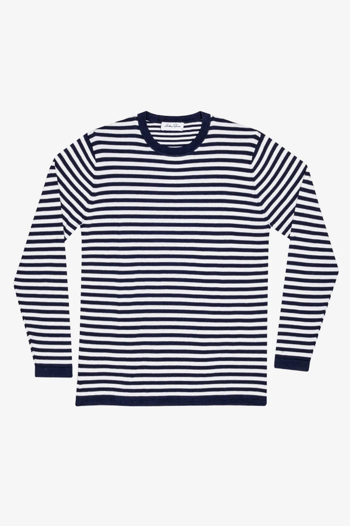 Chance Navy White Long Sleeve Knitted T-shirt - Main Image