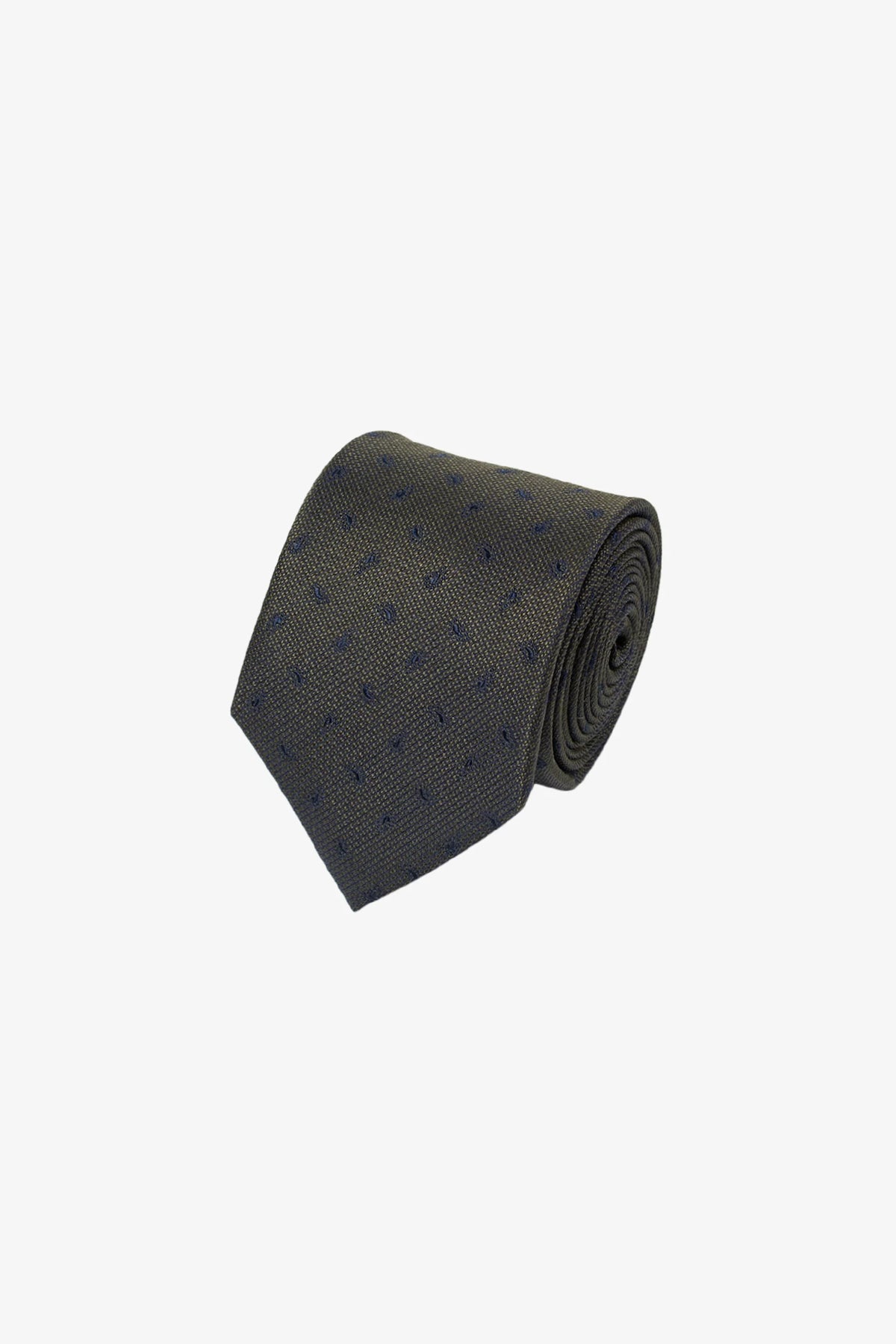 Tie - Silk green with micro paisley