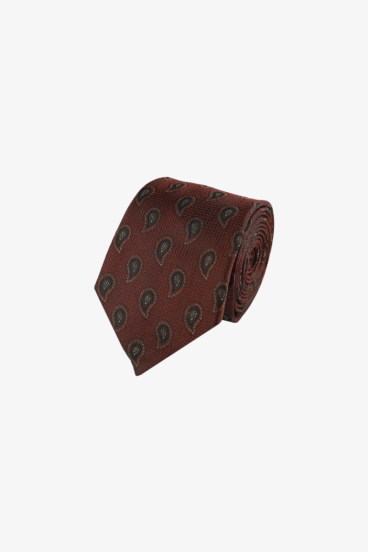 Tie - Silk deep red paisley pattern