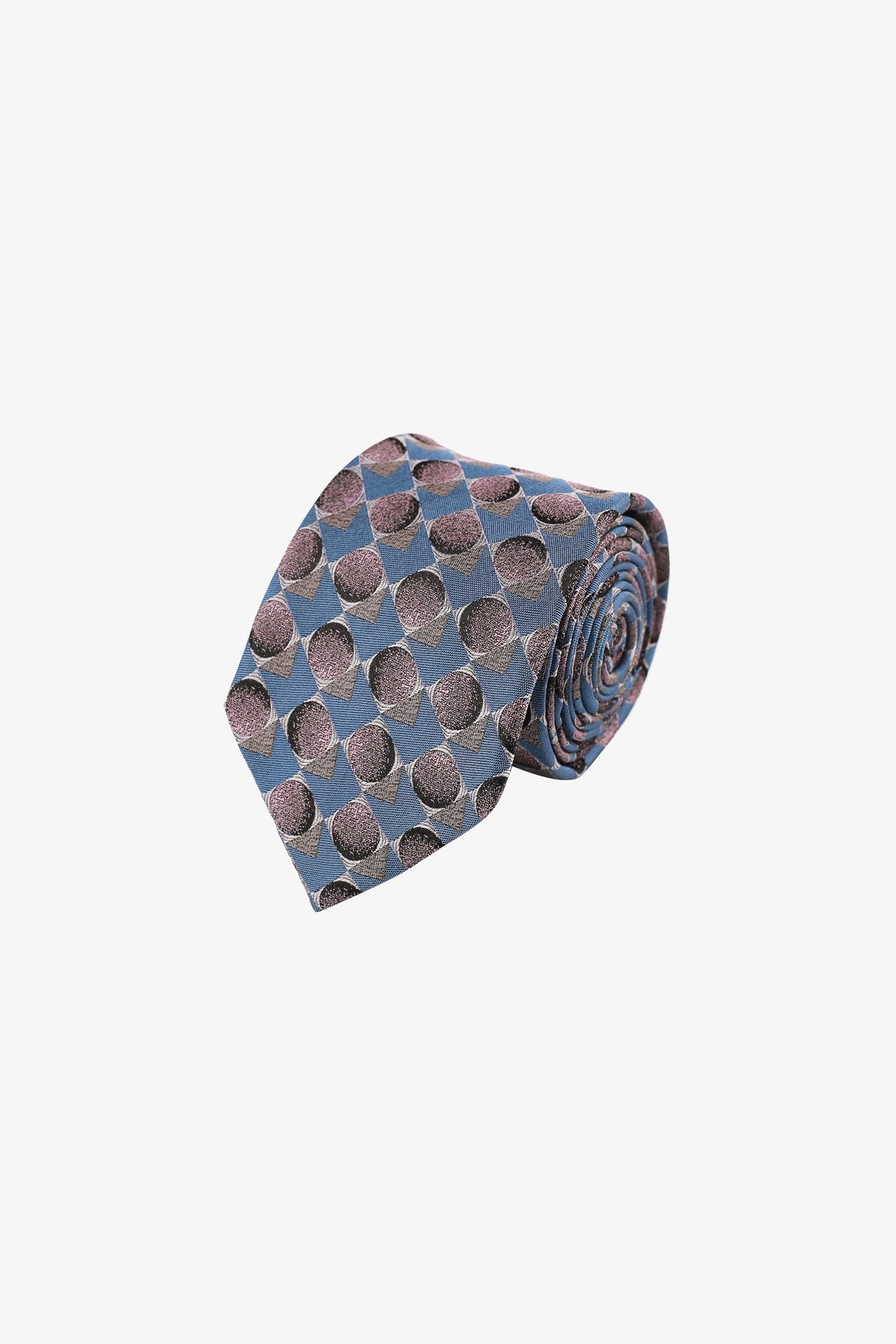 Tie - Silk pink geometric pattern