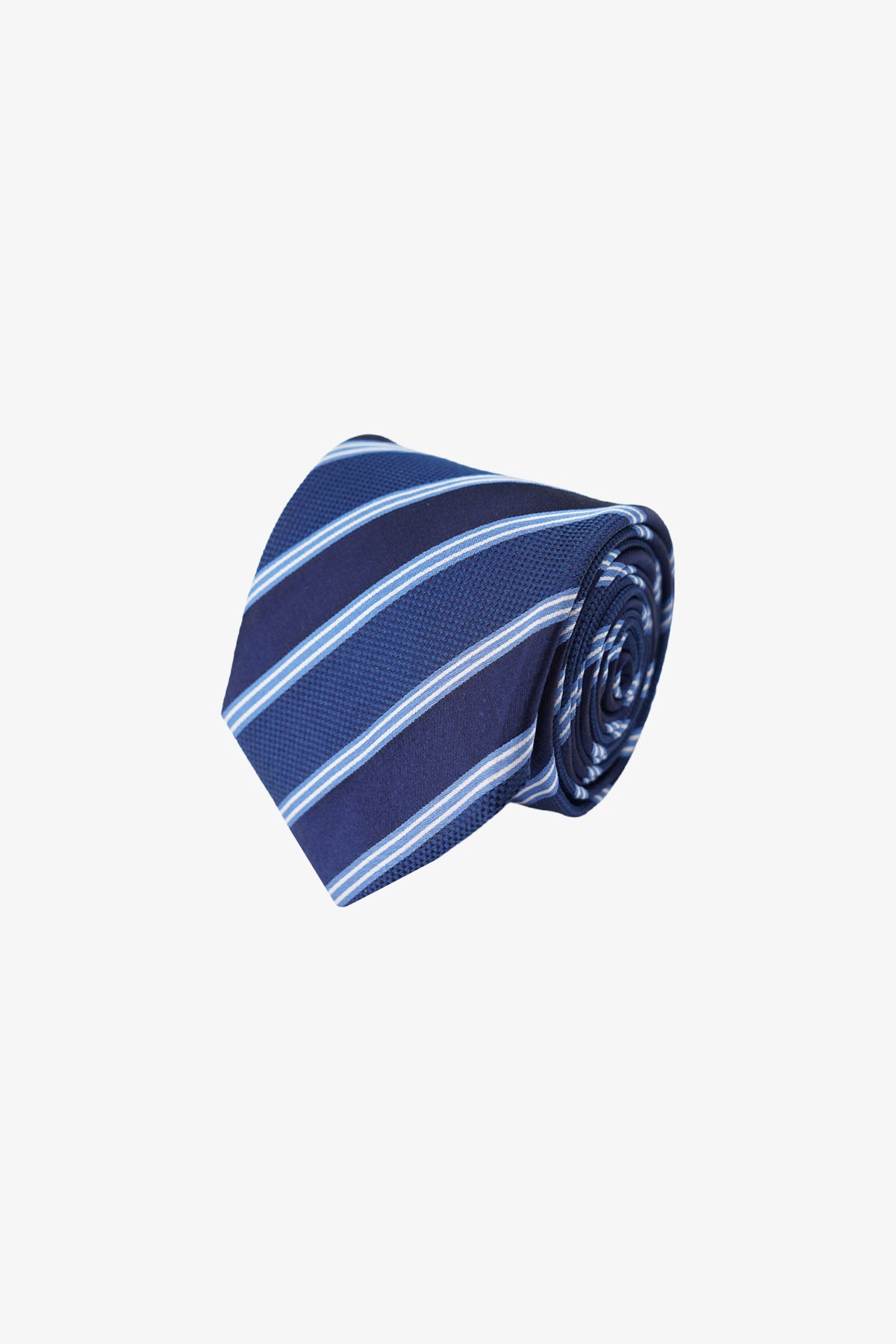 Tie - Silk Navy/Blue/White Stripe