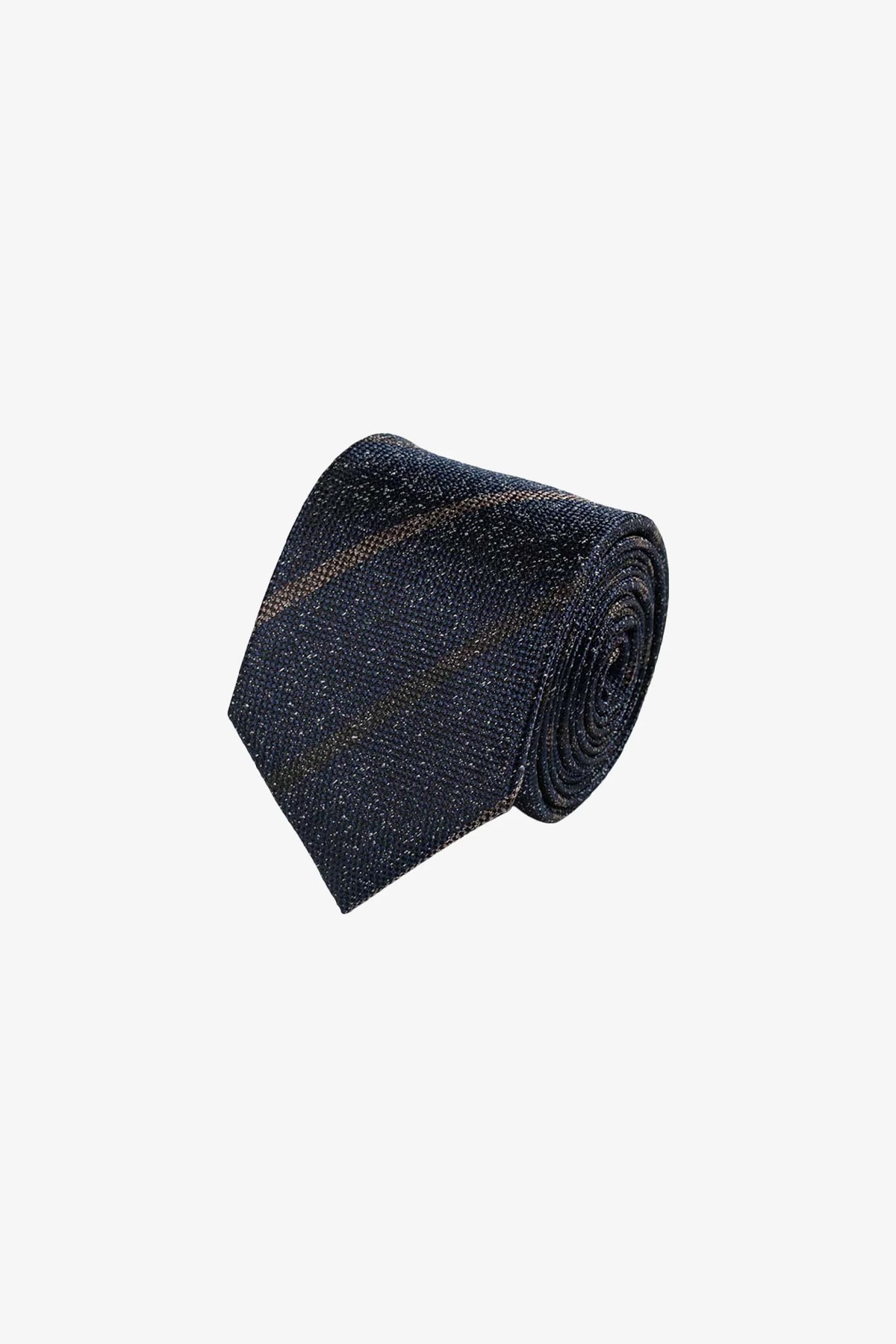 Tie - Silk navy with flax stripe