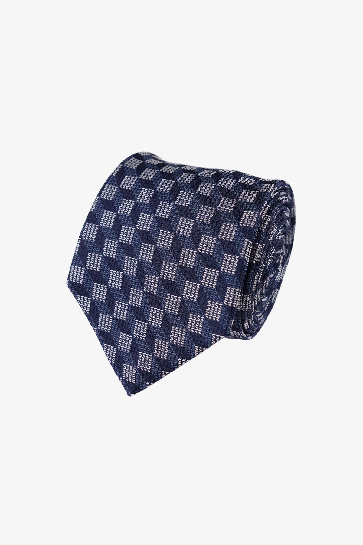 Tie - Silk Navy Geometric