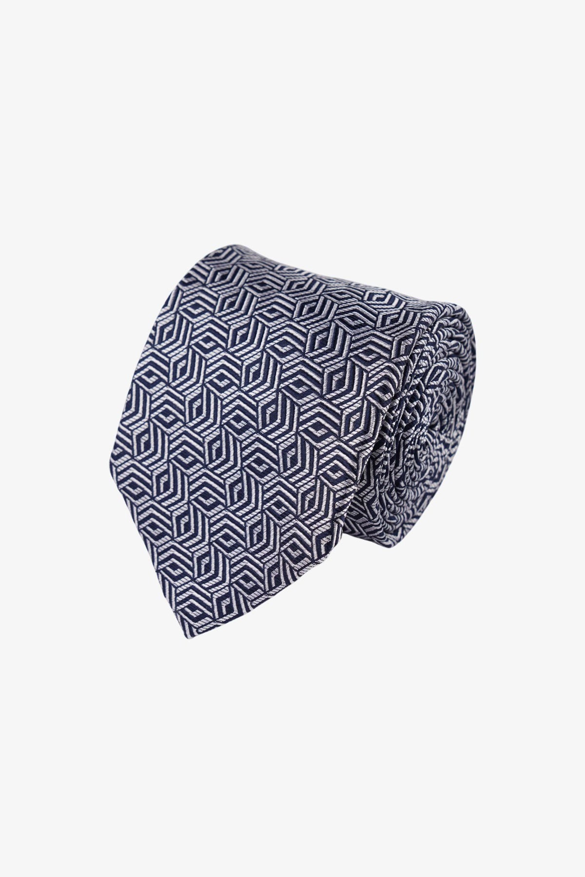 Tie - Silk Navy Geometric