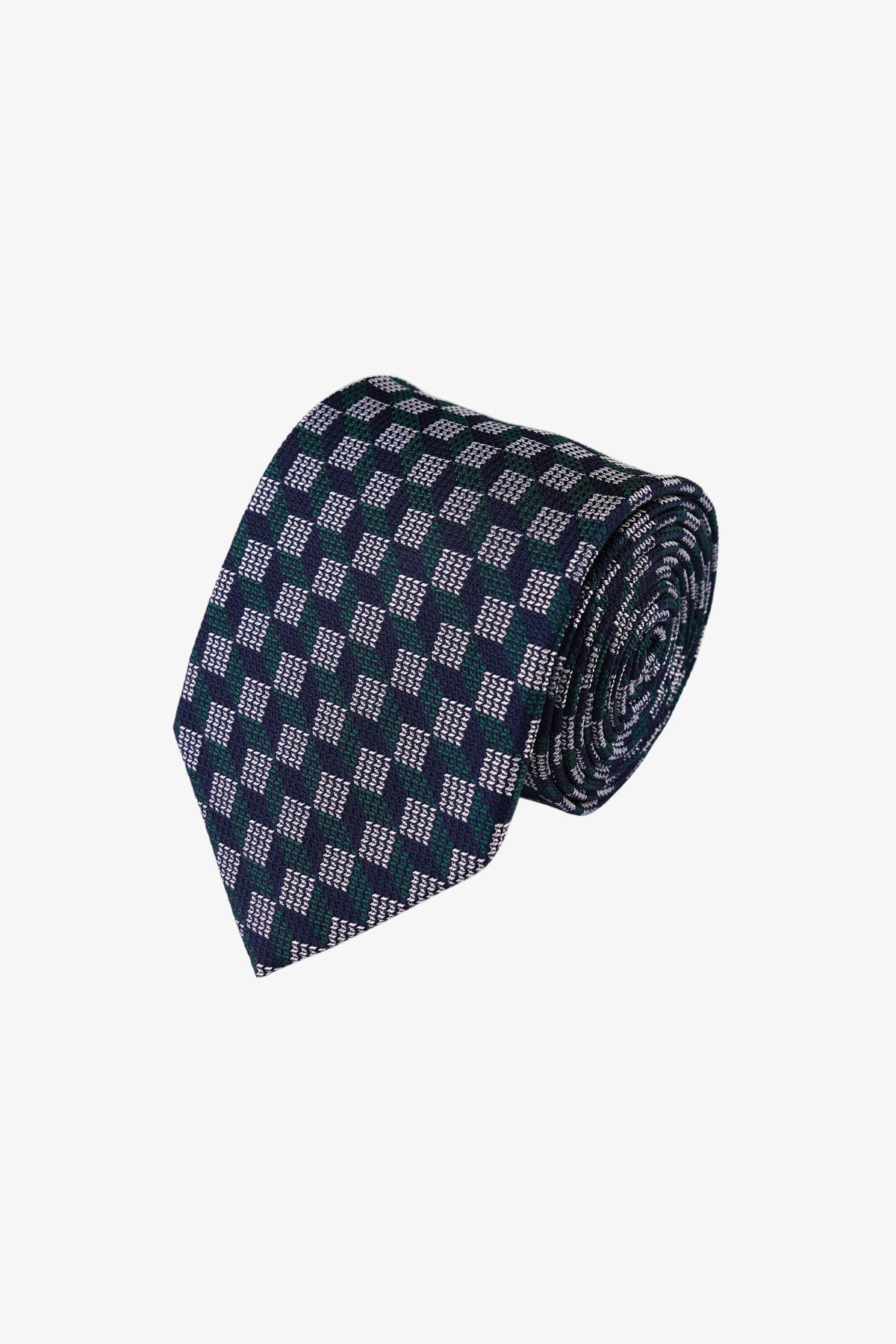 Tie - Silk Green Geometric