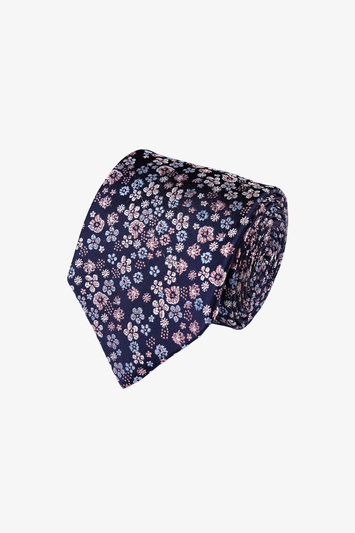 Tie - Silk Navy/Pink Florals