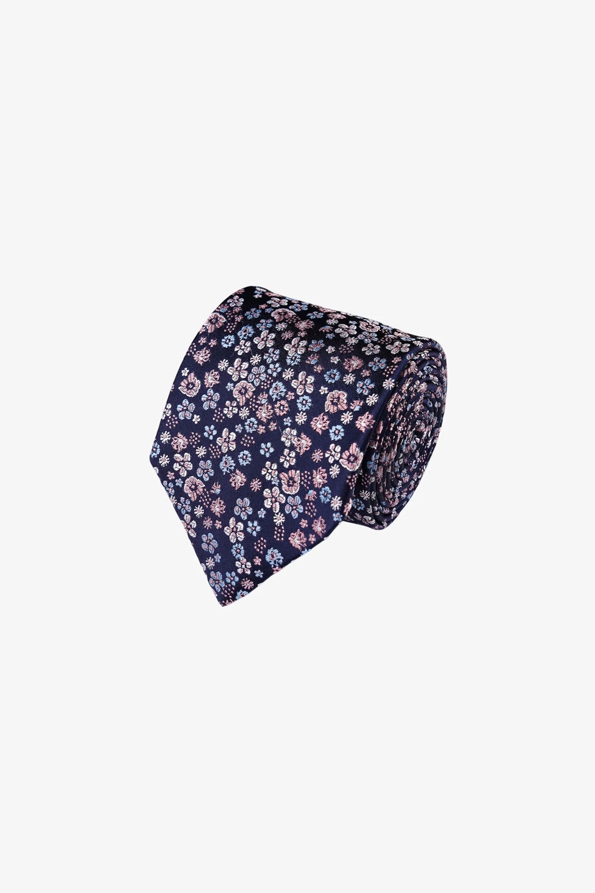 Tie - Silk Navy/Pink Florals