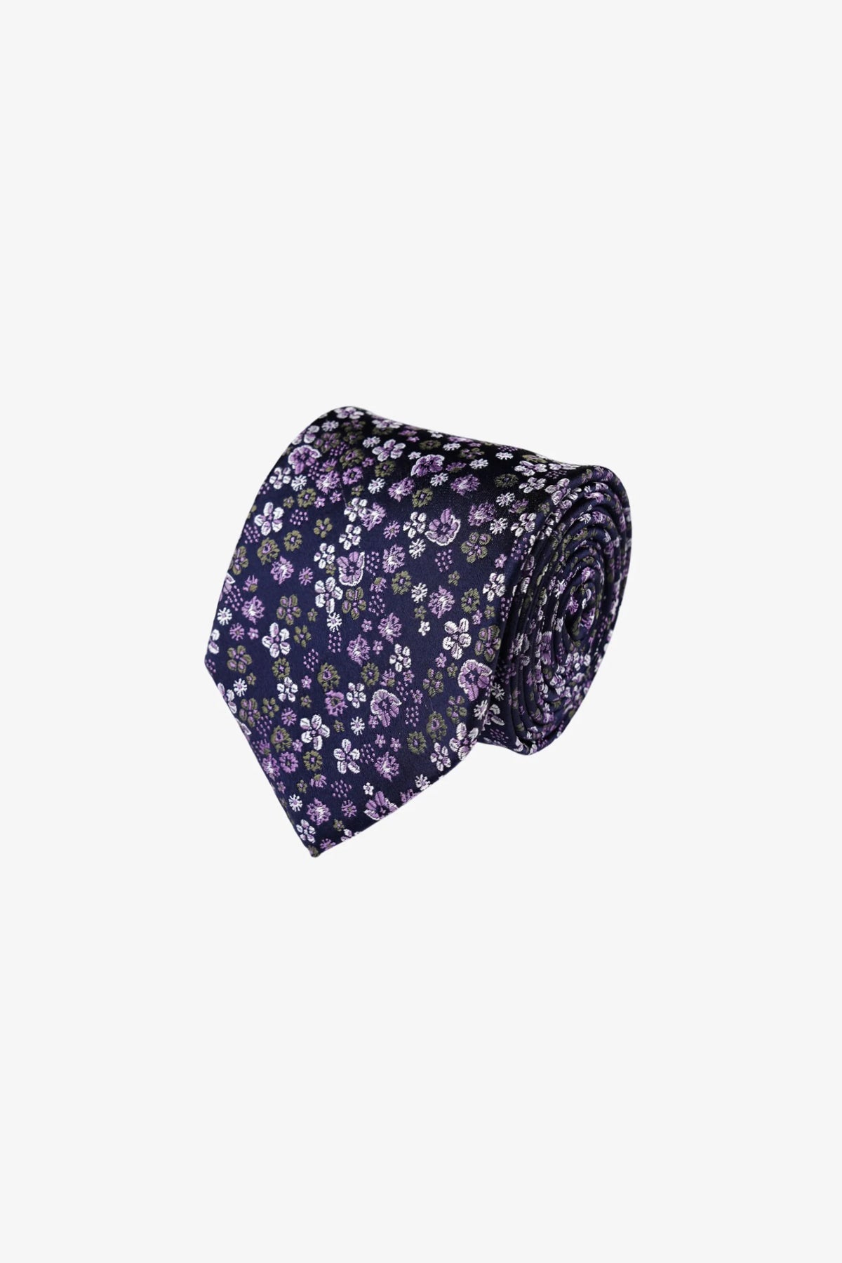 Tie - Silk Navy/Pink Florals