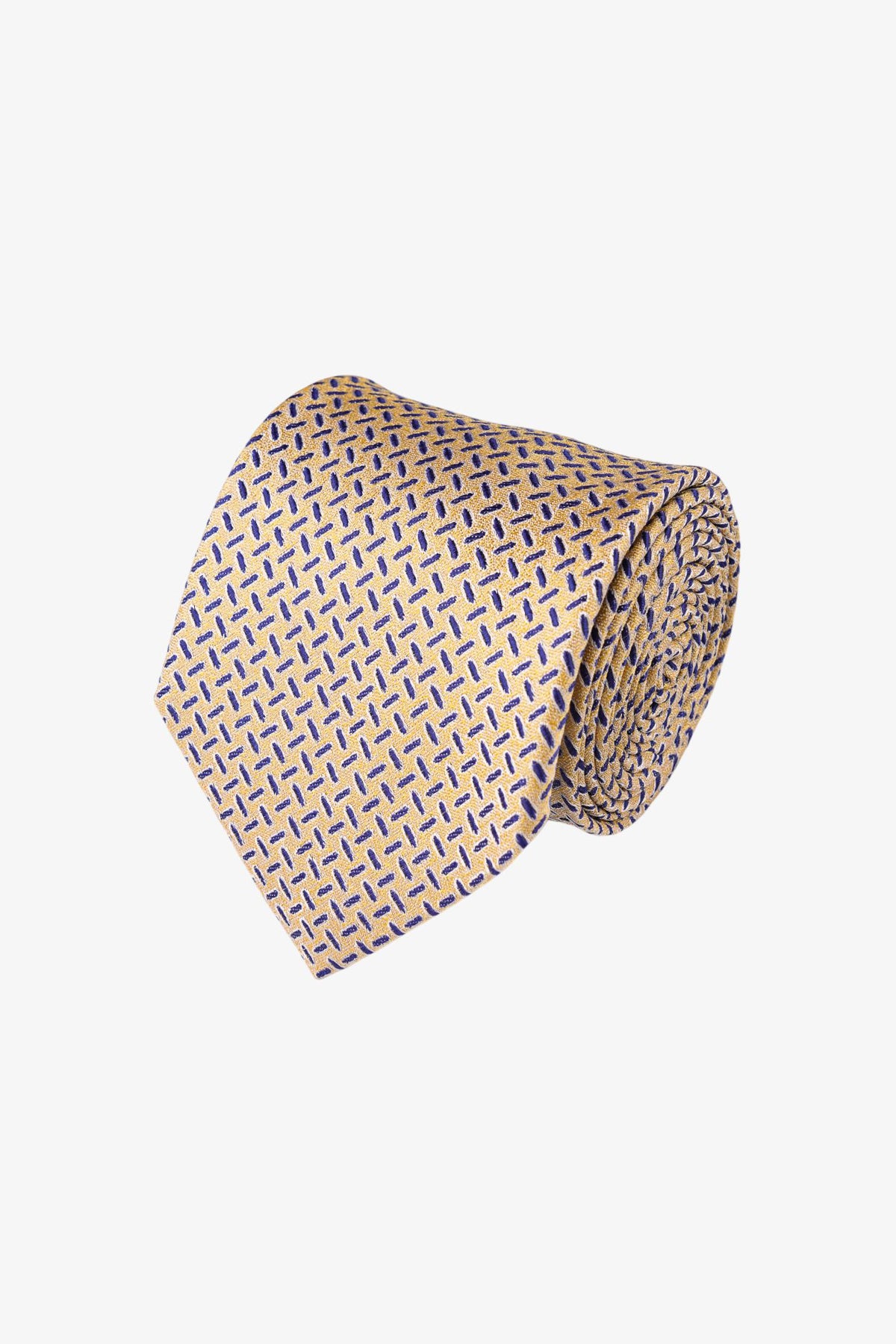 Tie - Silk Gold/Blue Pattern