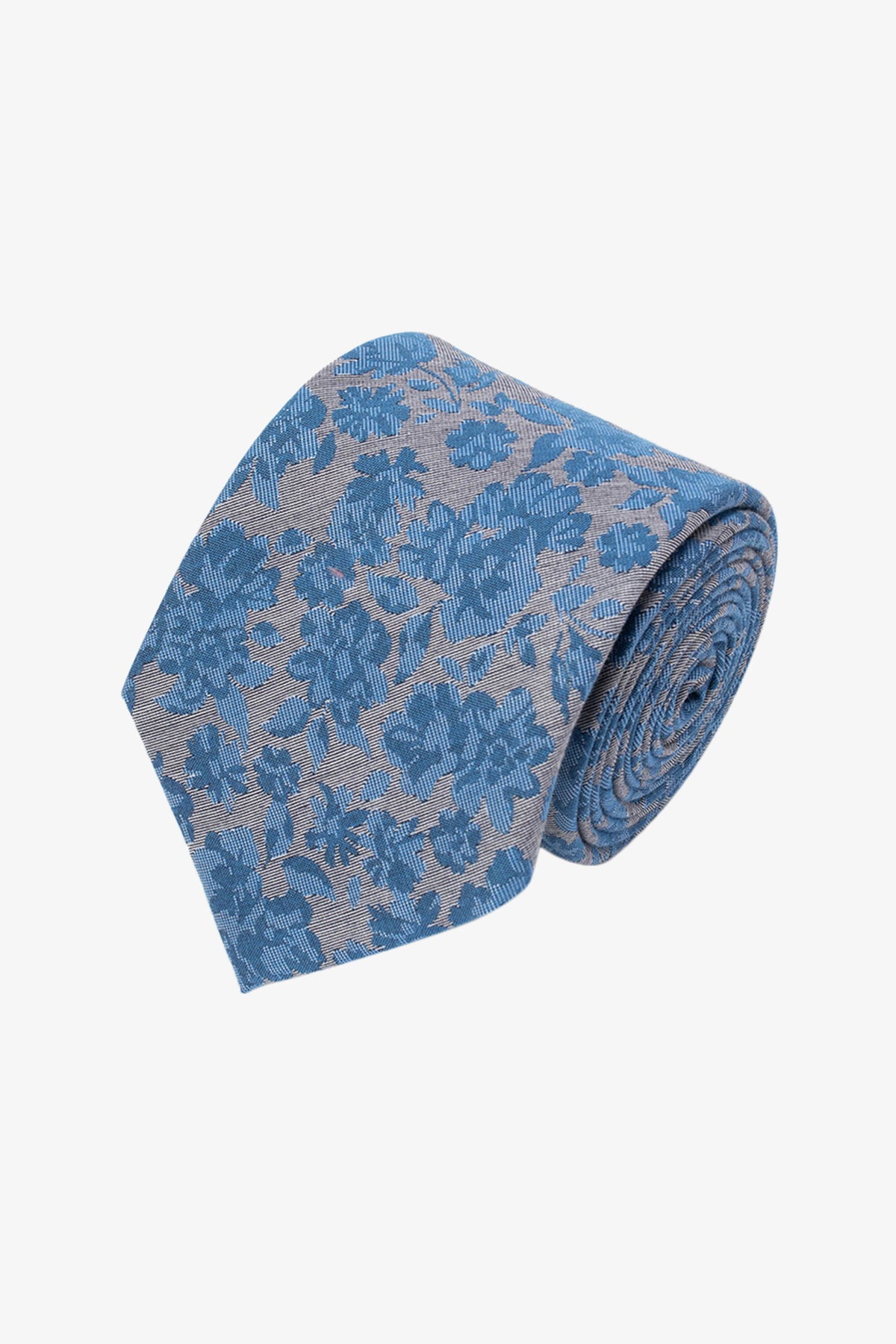 Tie - Silk sky blue foral