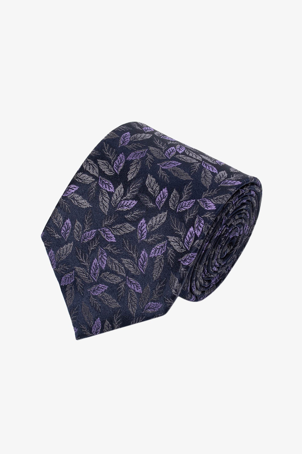 Tie - Silk electric lilac leaves