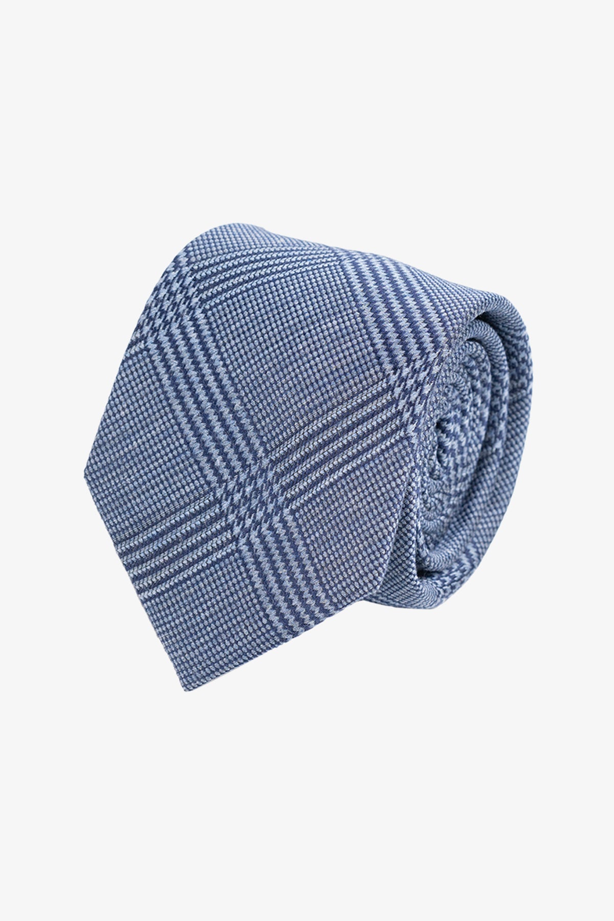 Tie - Silk sky blue check