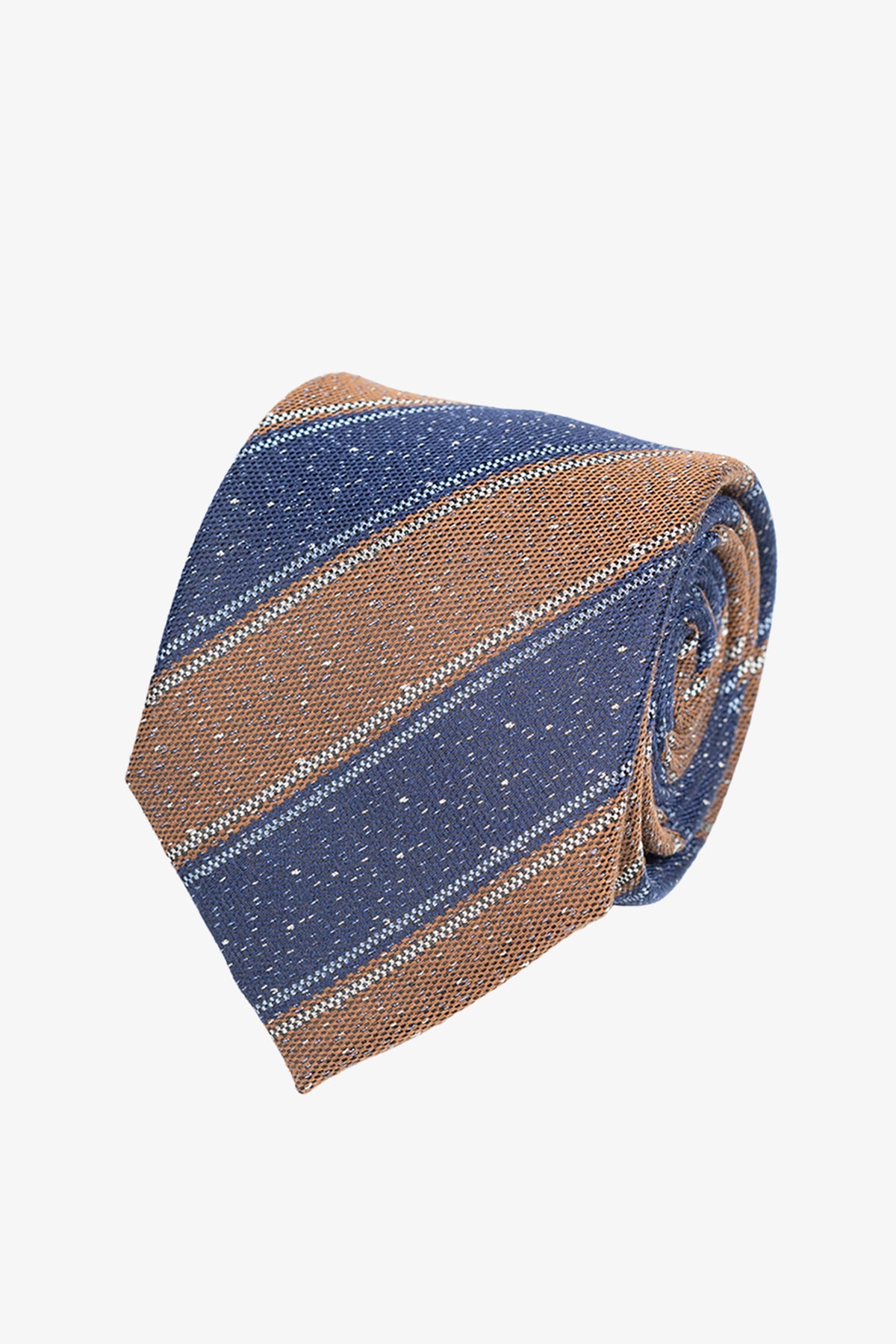 Tie - Silk blue with brown stripes