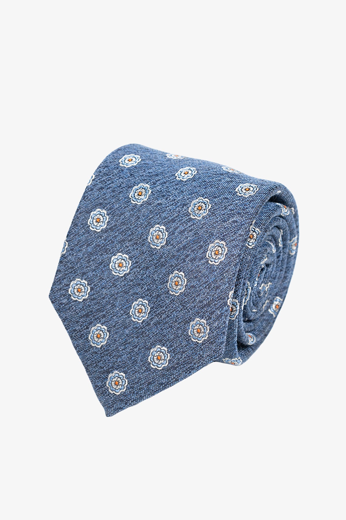 Tie - Silk sky blue with small floral
