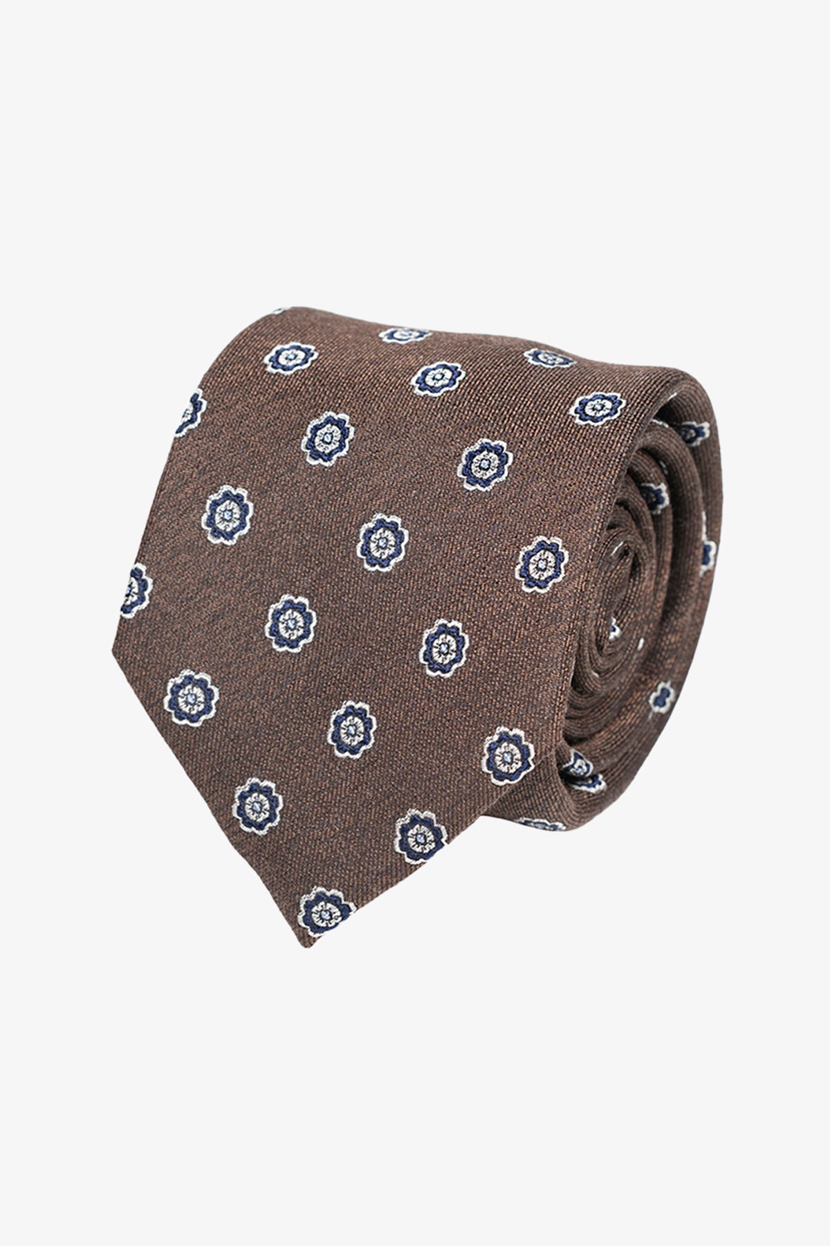 Tie - Silk brown with small florals