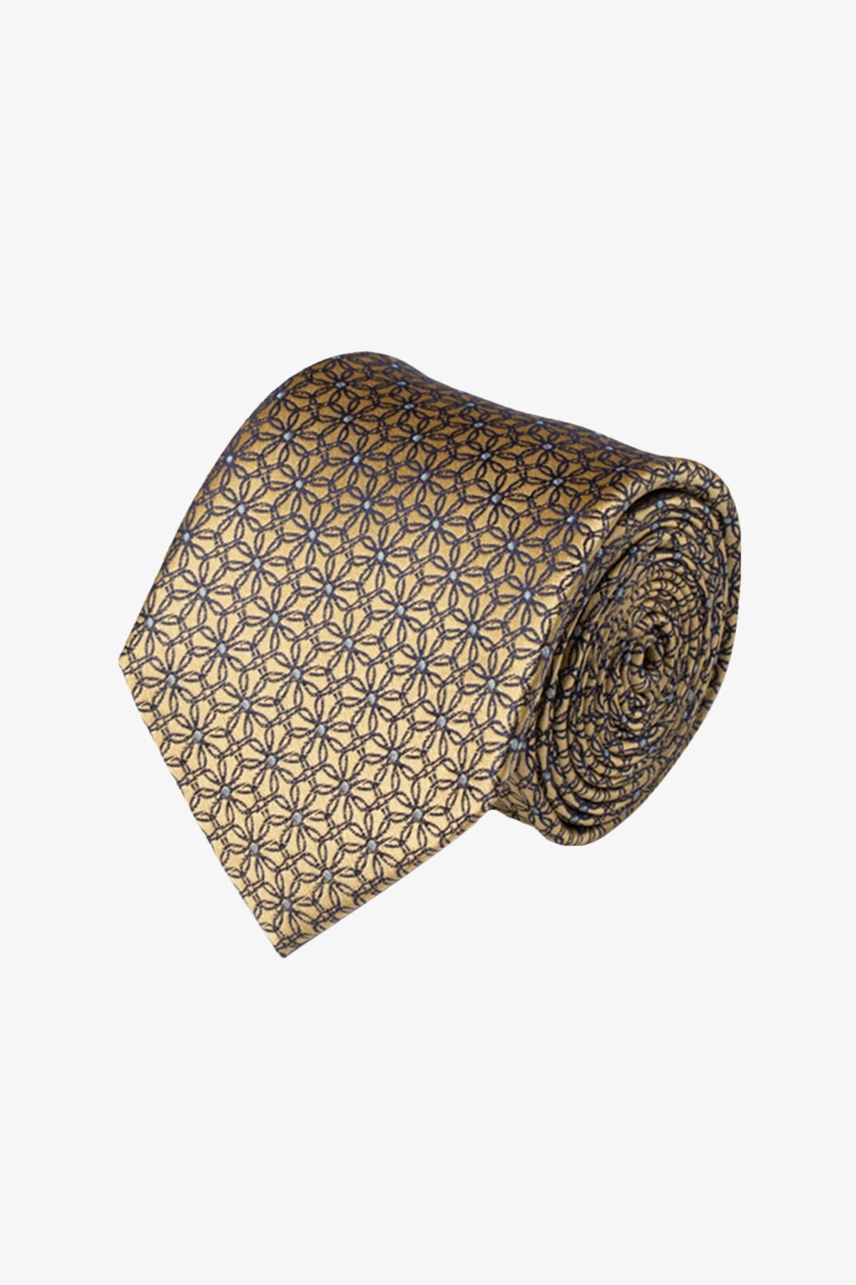 Tie - Silk yellow with blue design