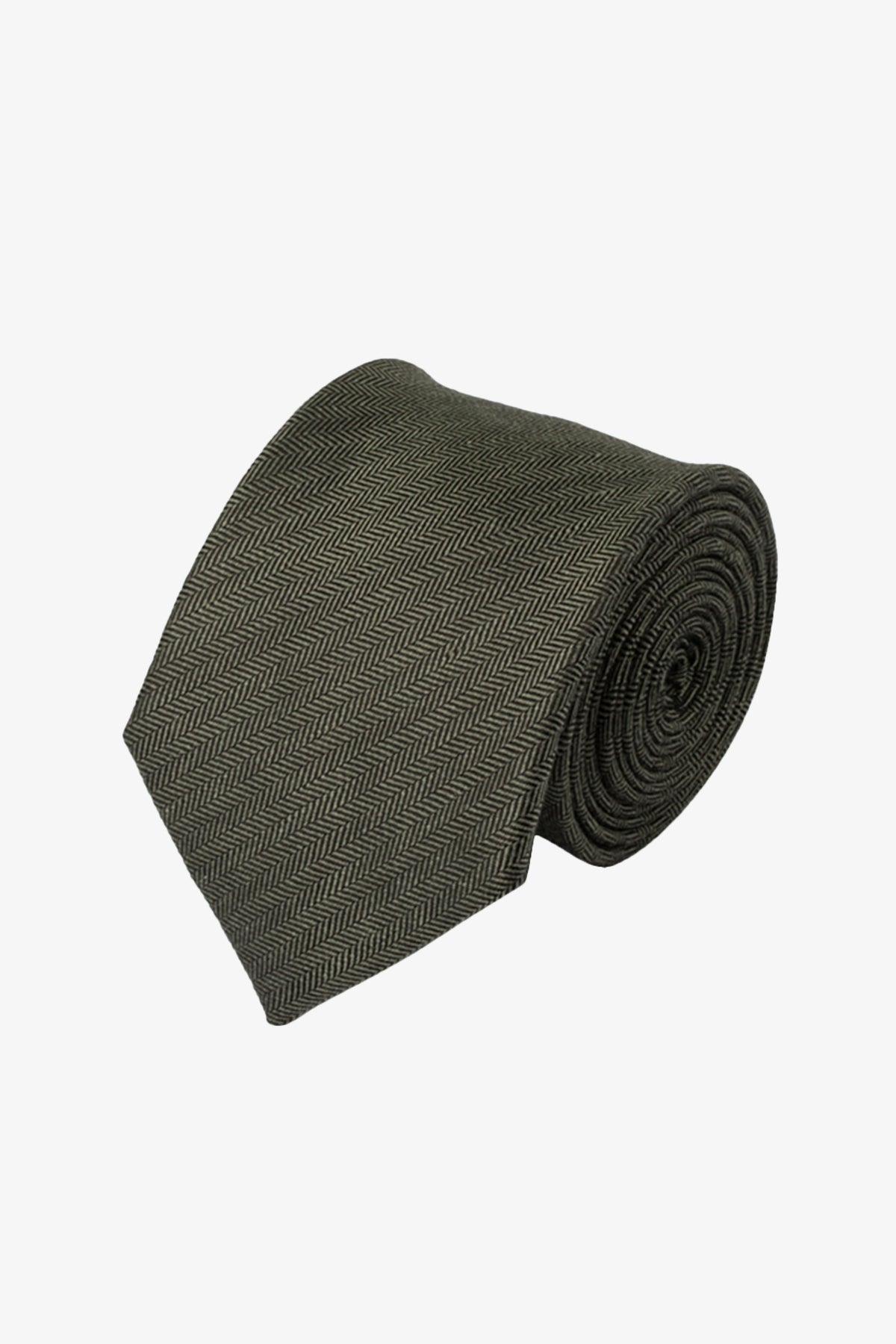 Tie - Silk micro green herringbone