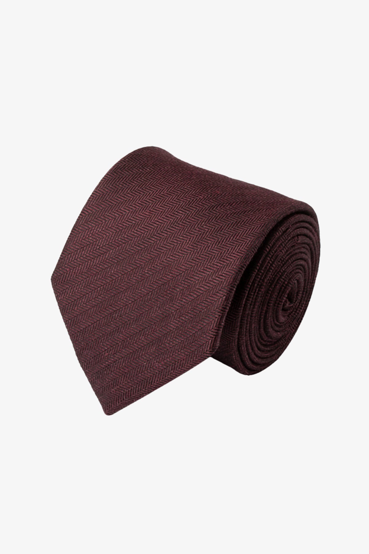 Tie - Silk burgandy herringbone