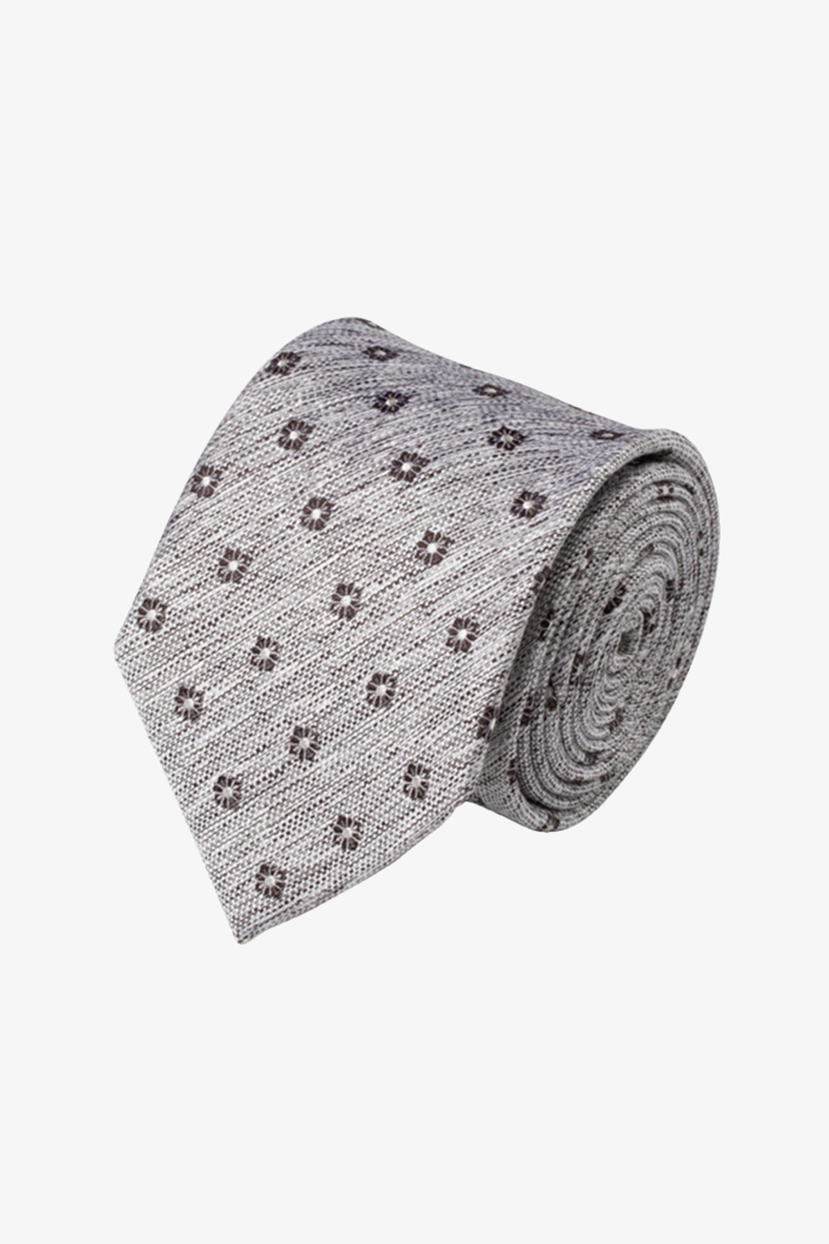 Tie - Silk silver white with small floral