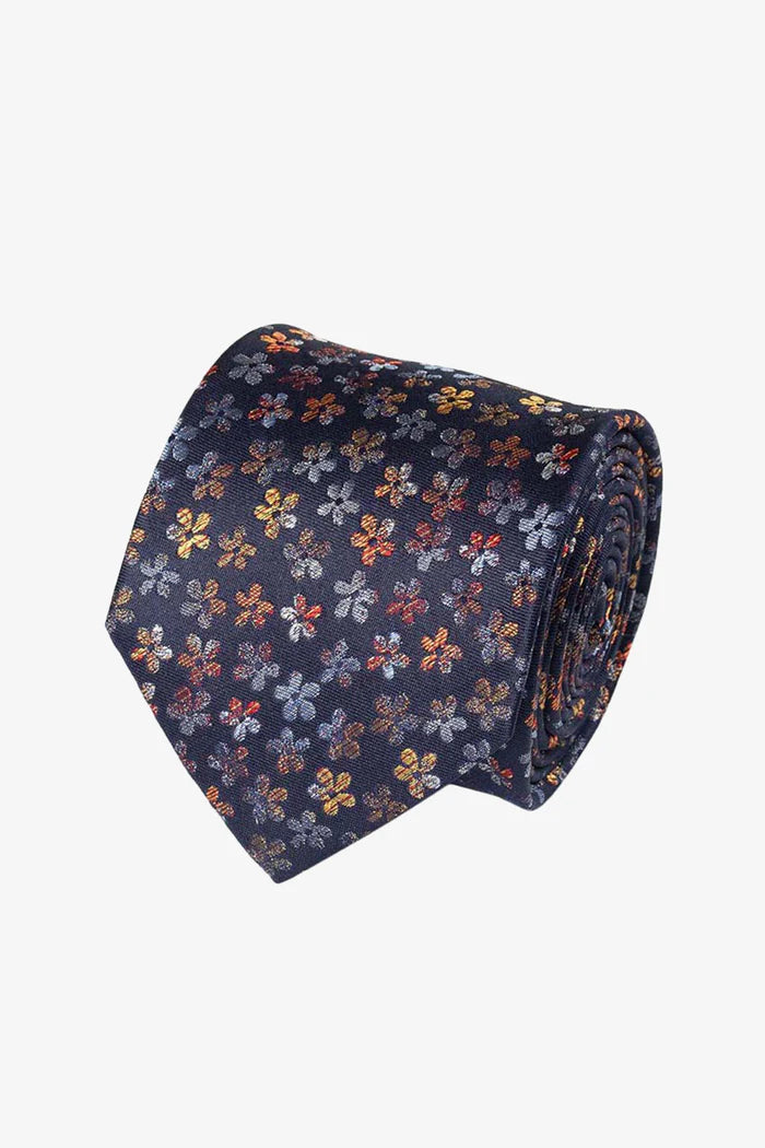 Tie - Silk navy multi florals