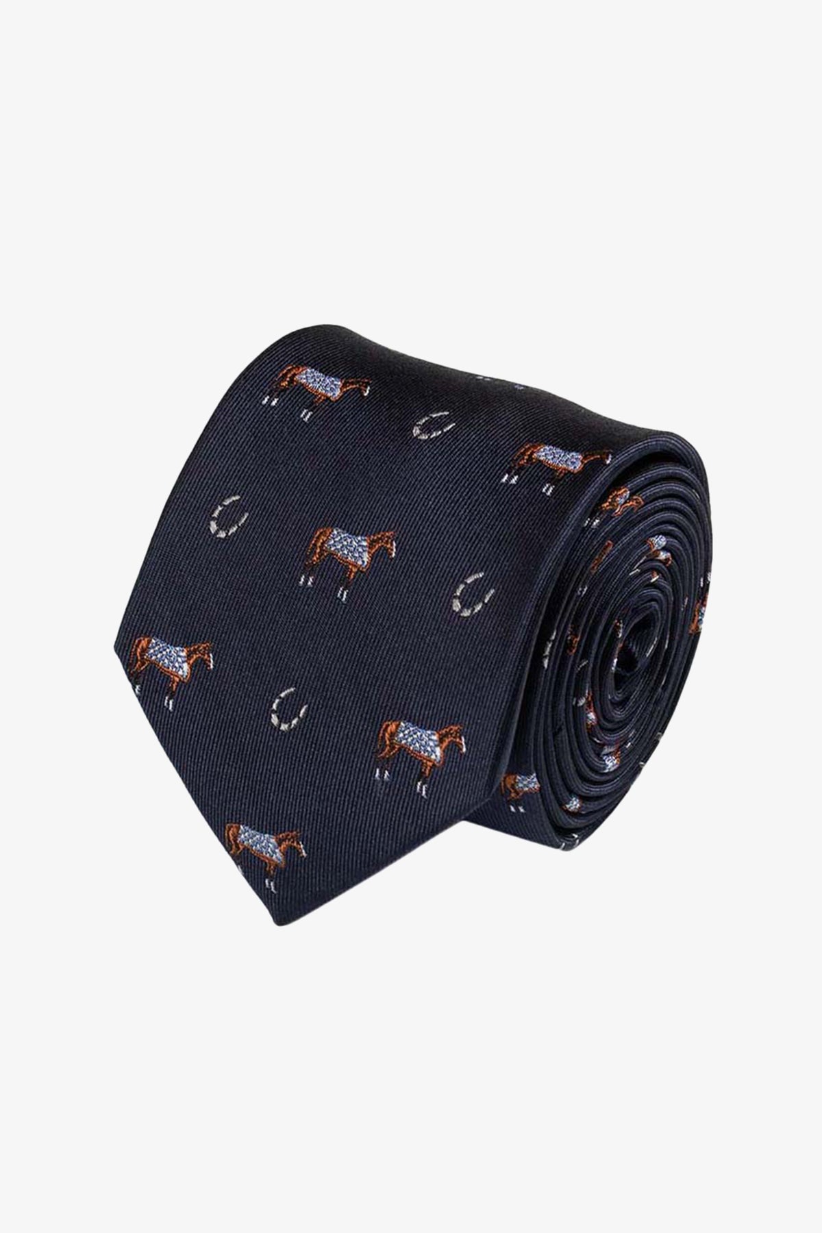 Tie - Silk navy horse race