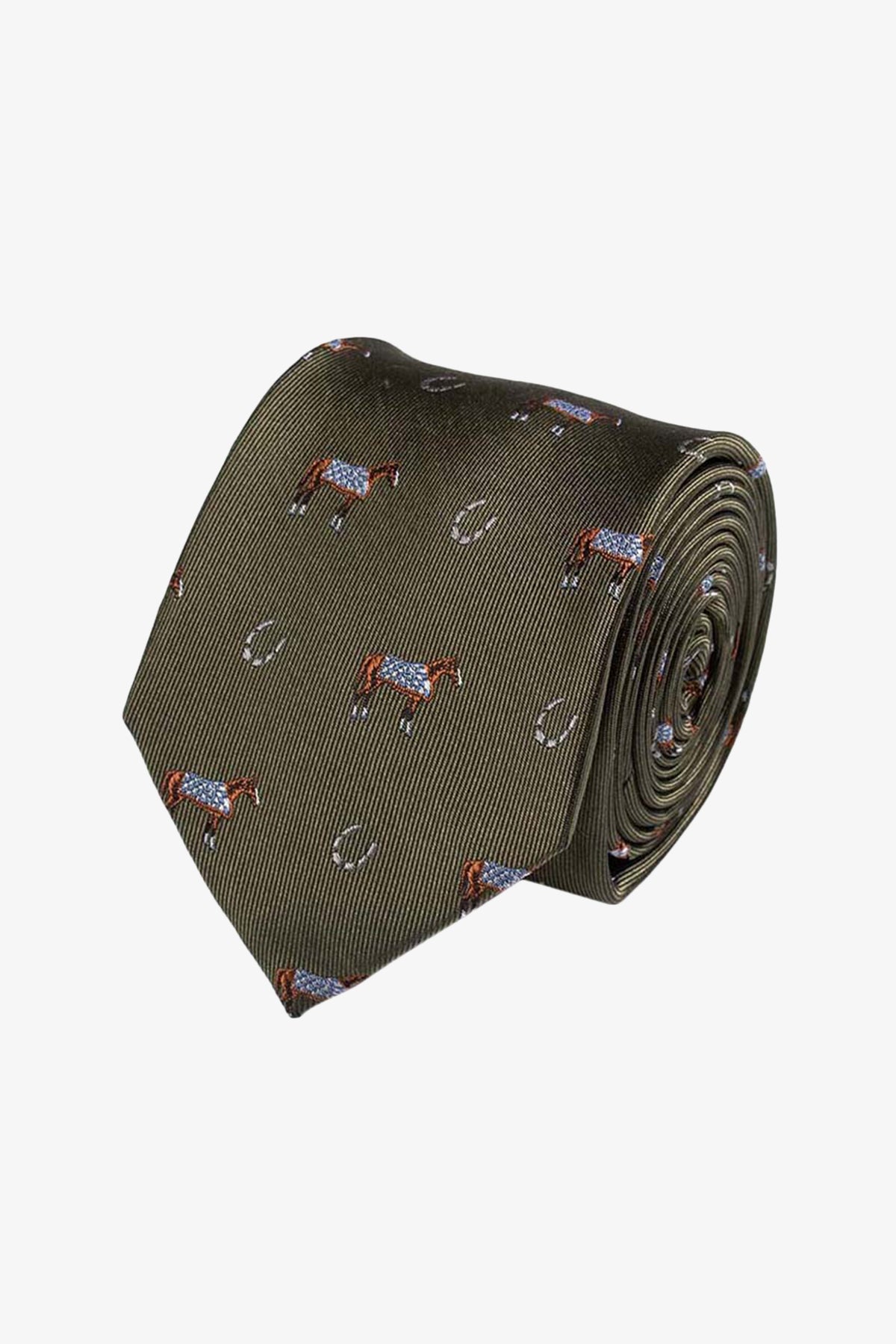 Tie - Silk green horse race