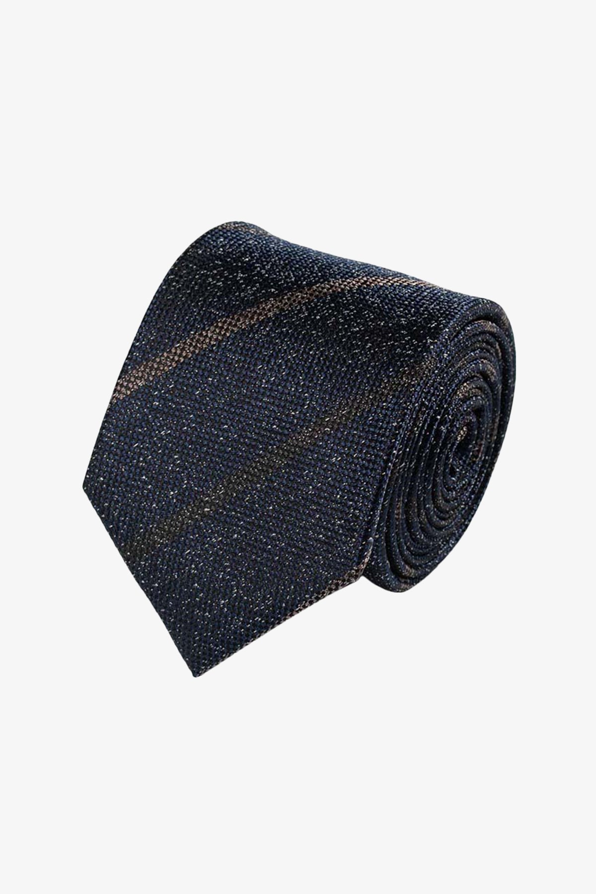 Tie - Silk navy with flax stripe