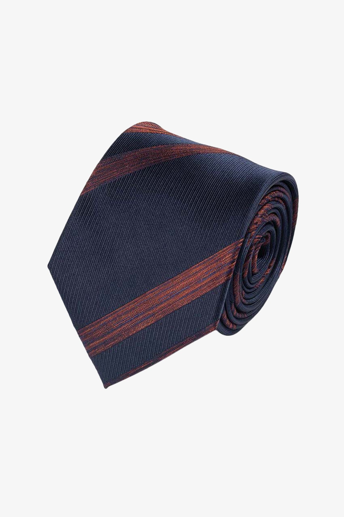 Tie - Silk navy with orange stripe