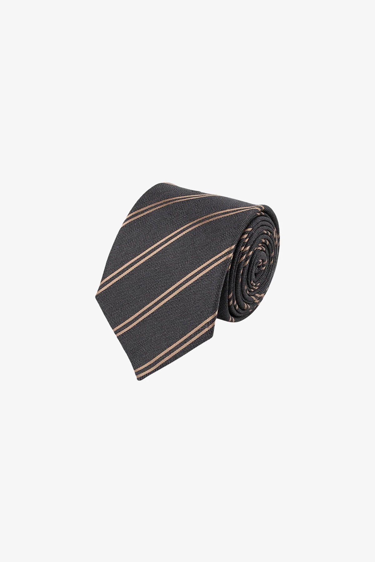 Tie - Silk gunmetal with stripes