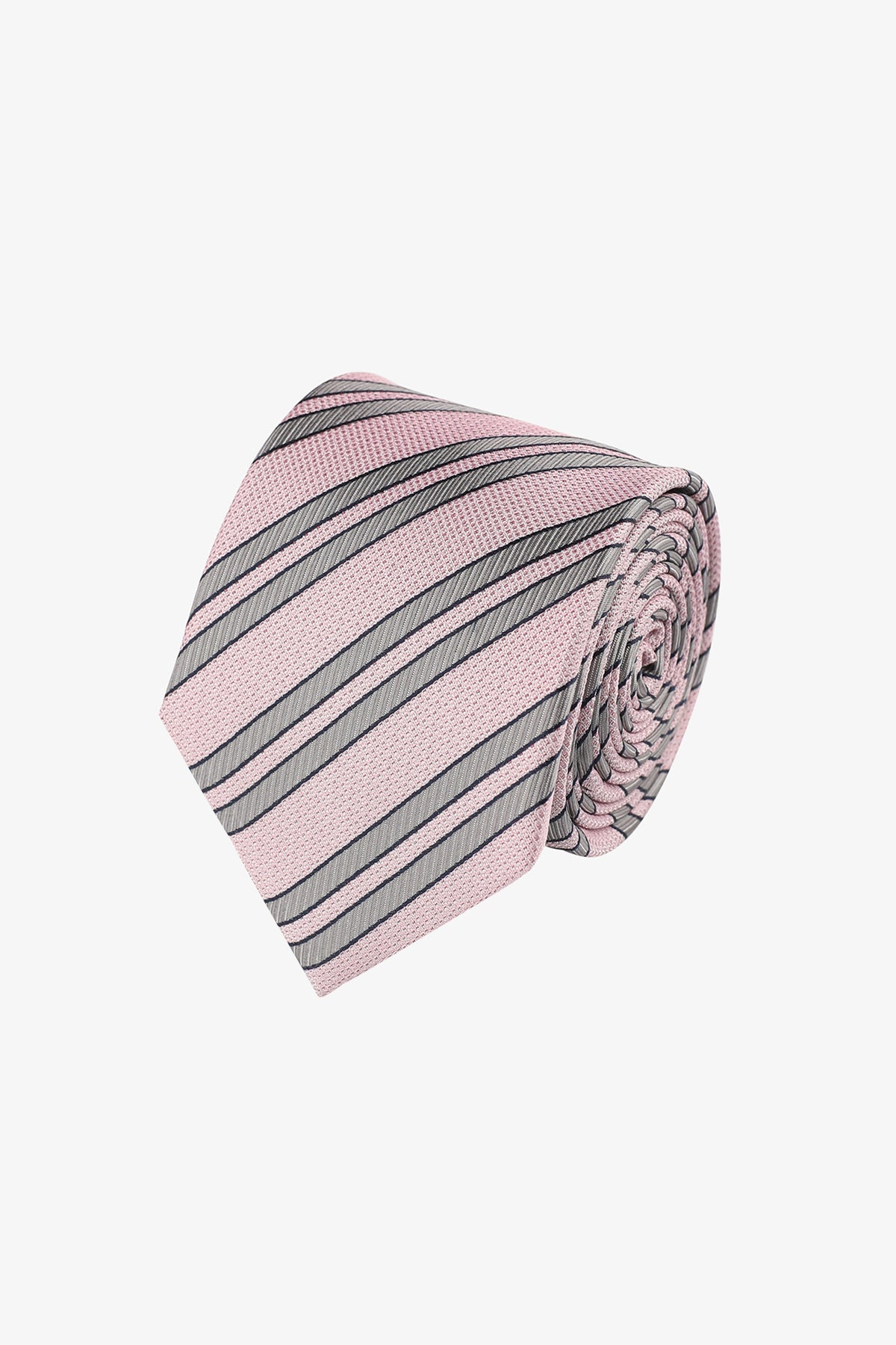 Tie - Pink with grey stripe