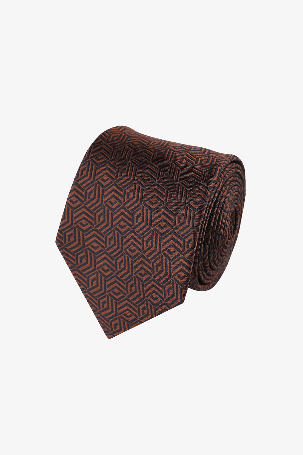Tie - Burnt orange and black design