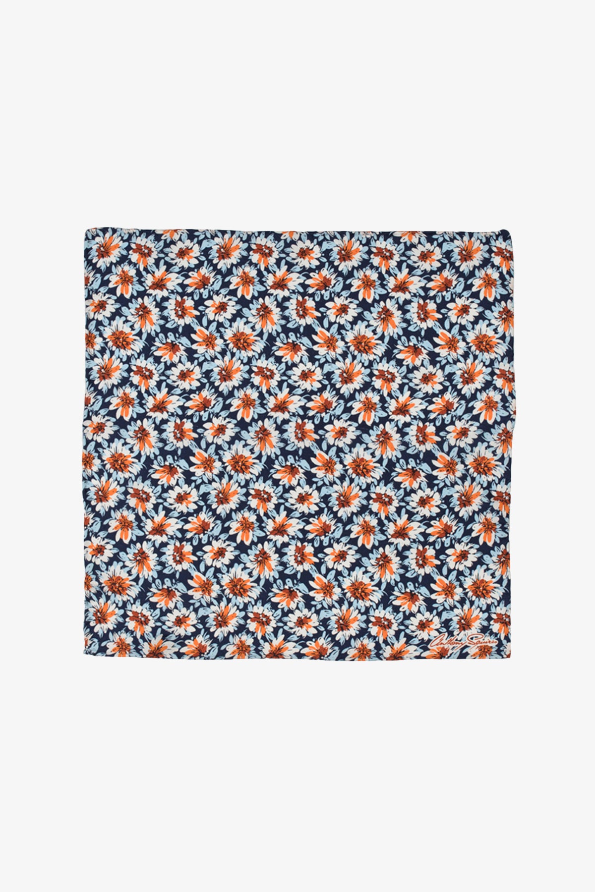 Lime Green with Orange Abstract Pocket Square main image 0