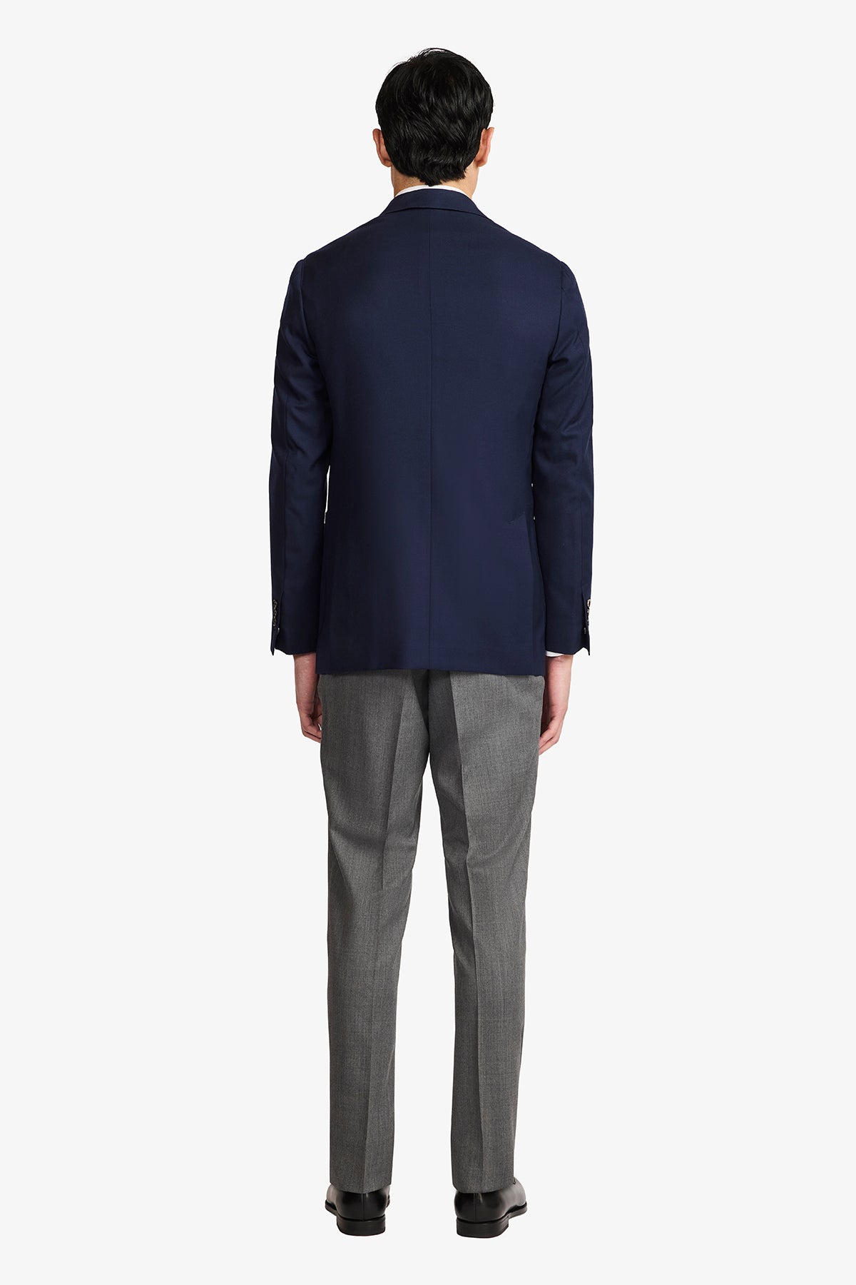 Archer Hand Made Blazer - Wool In Navy Blue Self Design