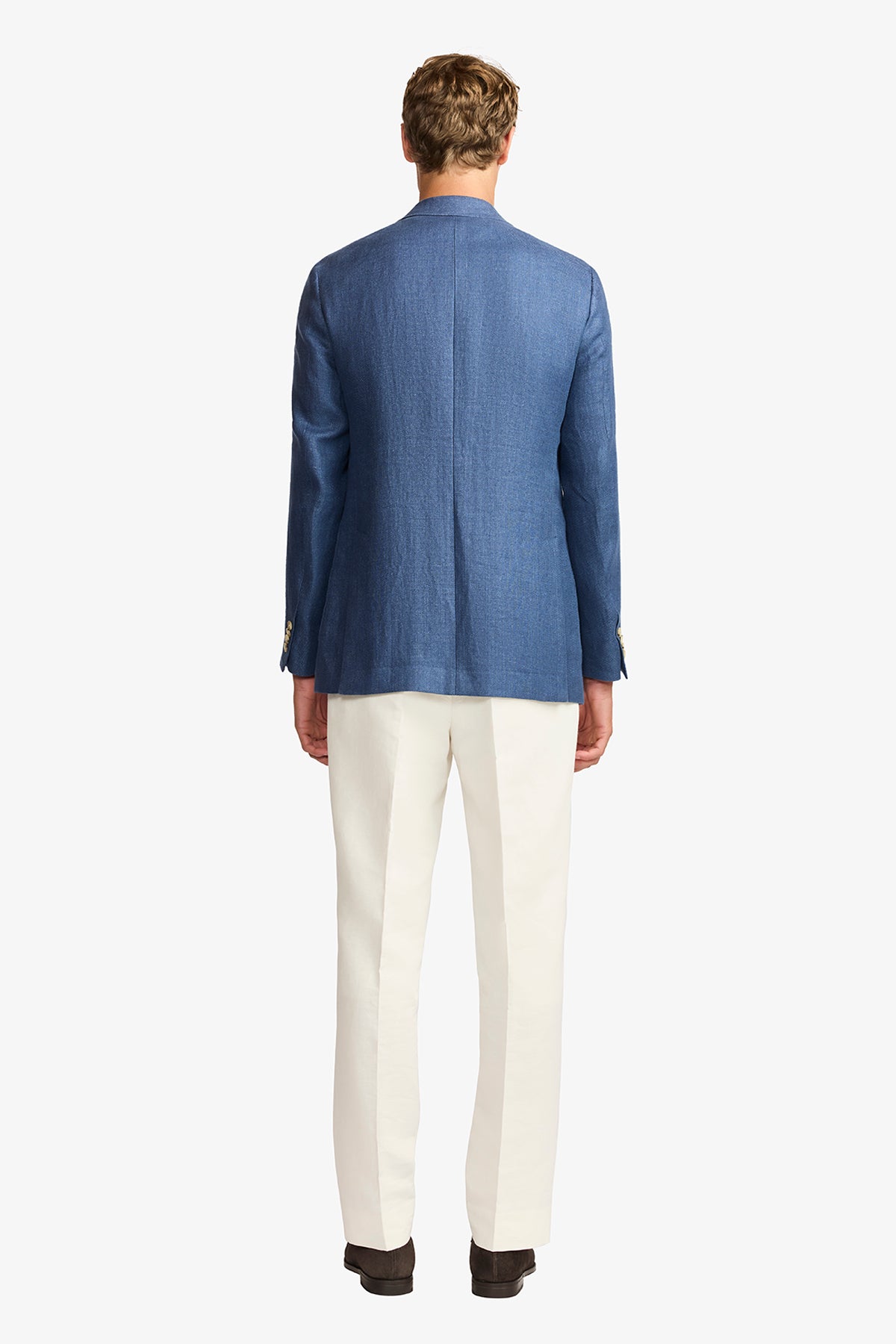 Archer blazer - Linen twill in blue with flax effect