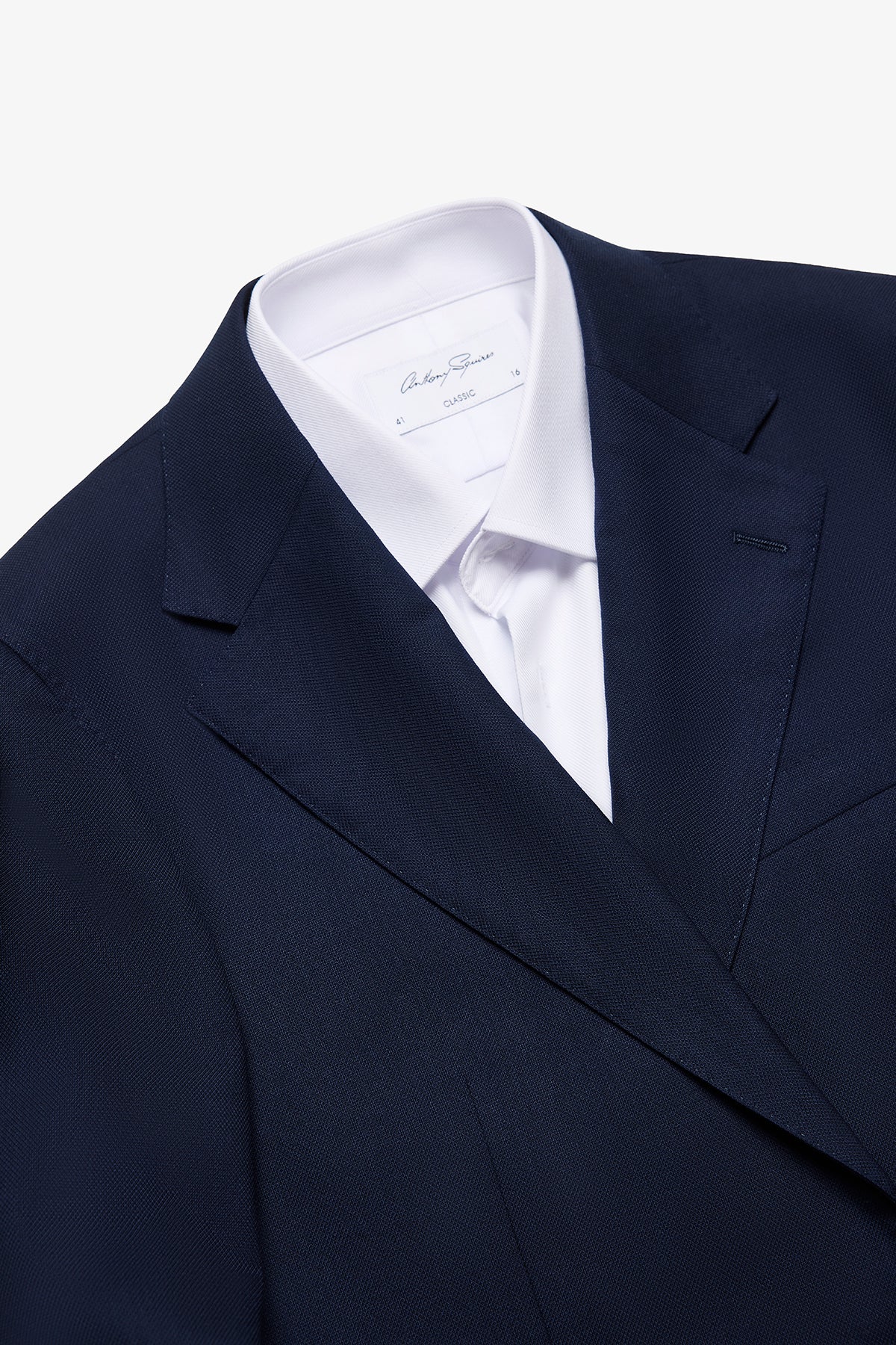 Archer Hand Made Blazer - Wool In Navy Blue Self Design