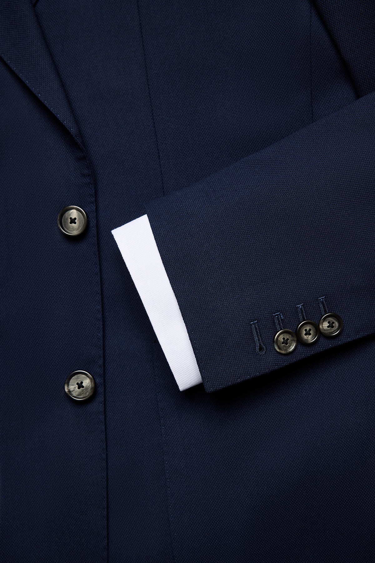 Archer Hand Made Blazer - Wool In Navy Blue Self Design