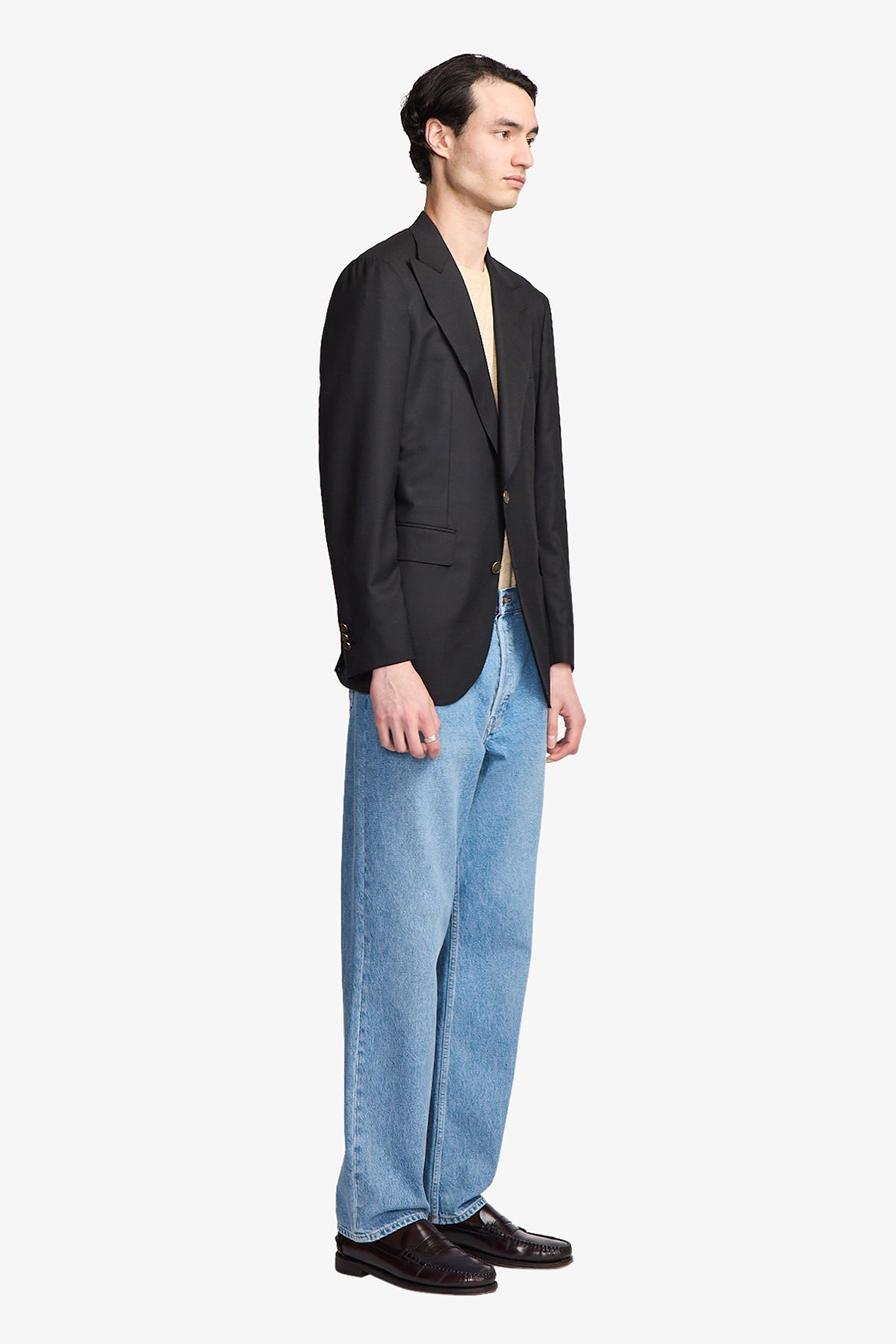 Arlo blazer in Super 110's self design in black