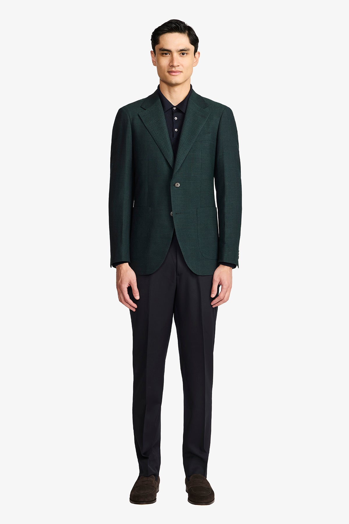 Arthur Blazer - Wool/Elastane In Dark Green Herringbone