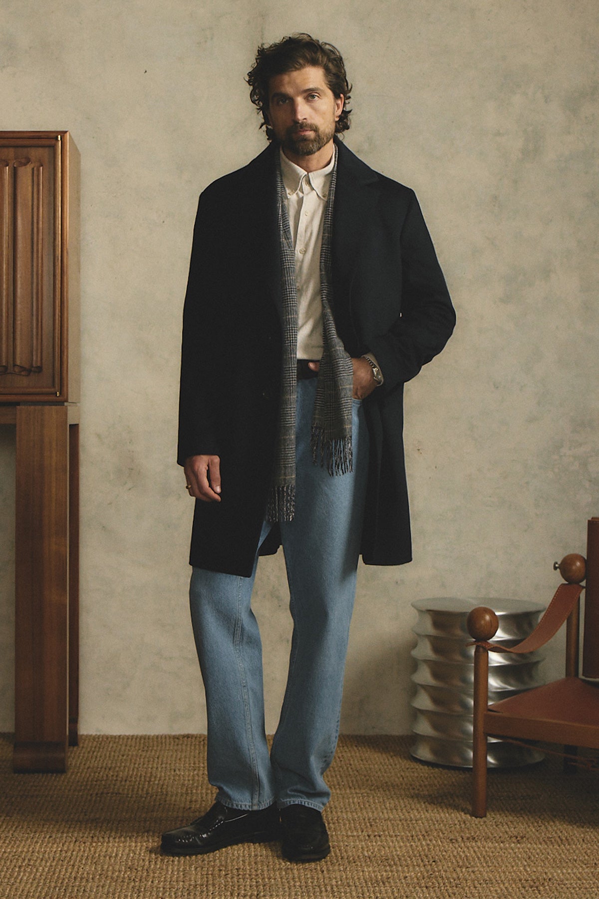 Ben beige herringbone button down