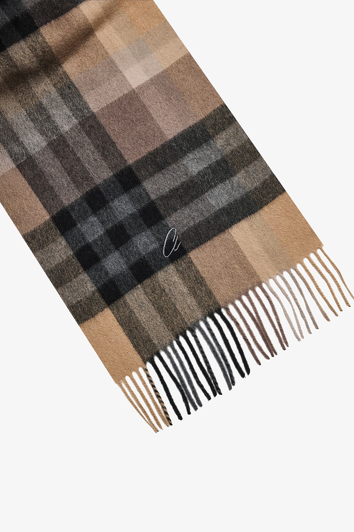 Cashmere Scarf - Camel Check