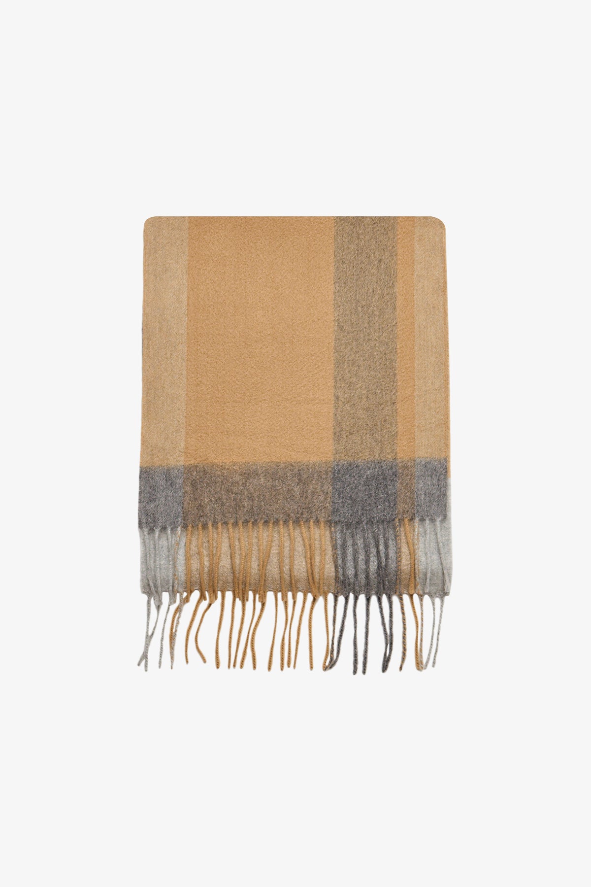 CHECK CASHMERE SCARF 120 CM TAN BROWN 407344