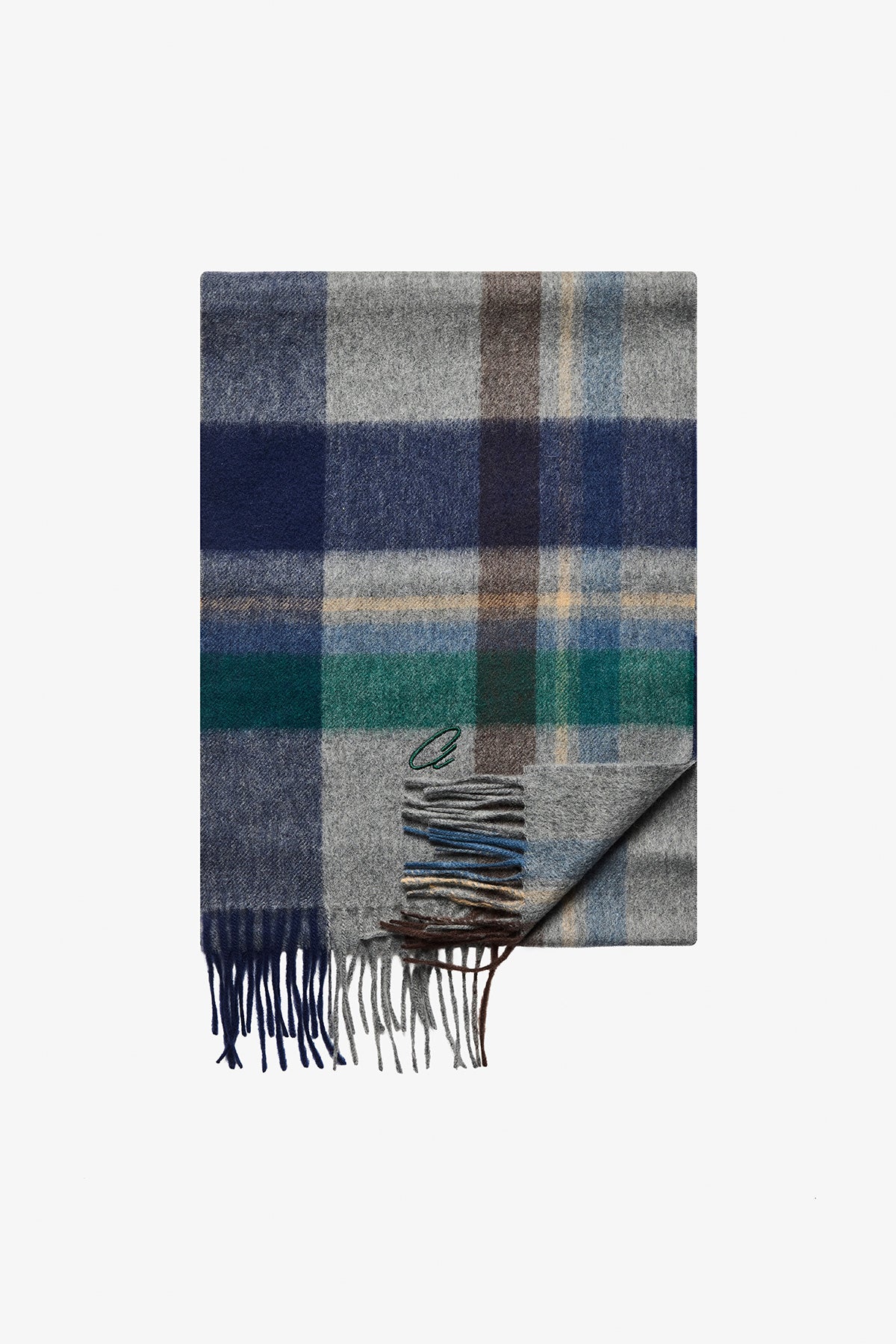 Cashmere Scarf - Light Green Check